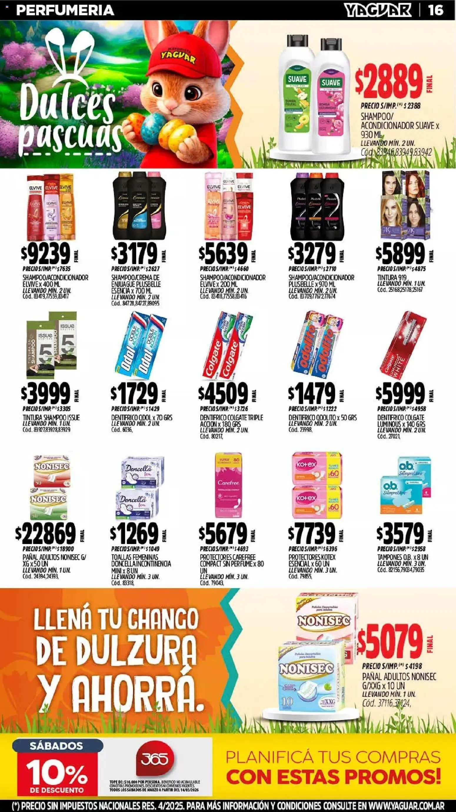Yaguar - Oferta Semanal General Roca │ válido desde el 23.03.2026 | Página: 16 | Productos: Tampones, Toallas, Tintura, Acondicionador