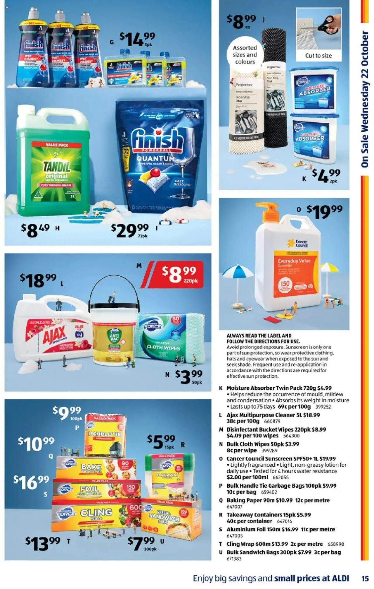 Aldi catalogue - valid from 22.10.2025 | Page: 15 | Products: Aluminium foil, Sunscreen, Multipurpose, Weight