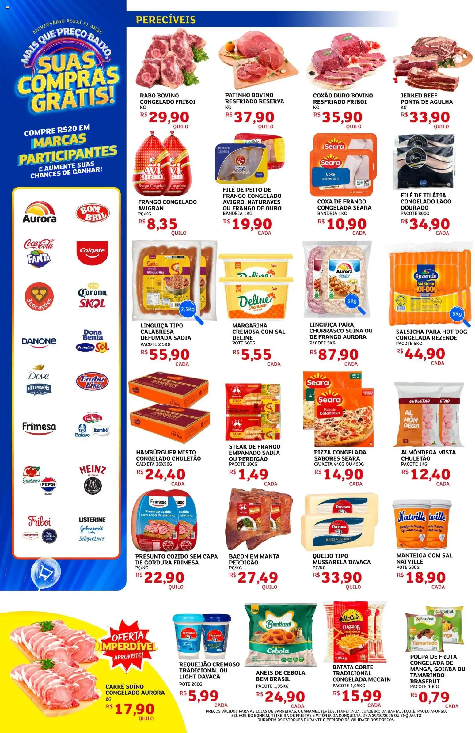 Assaí Atacadista Folheto - válido de 27.10.2025 | Página: 6 | Produtos: Cebola, Salsicha, Chuletão, Batata