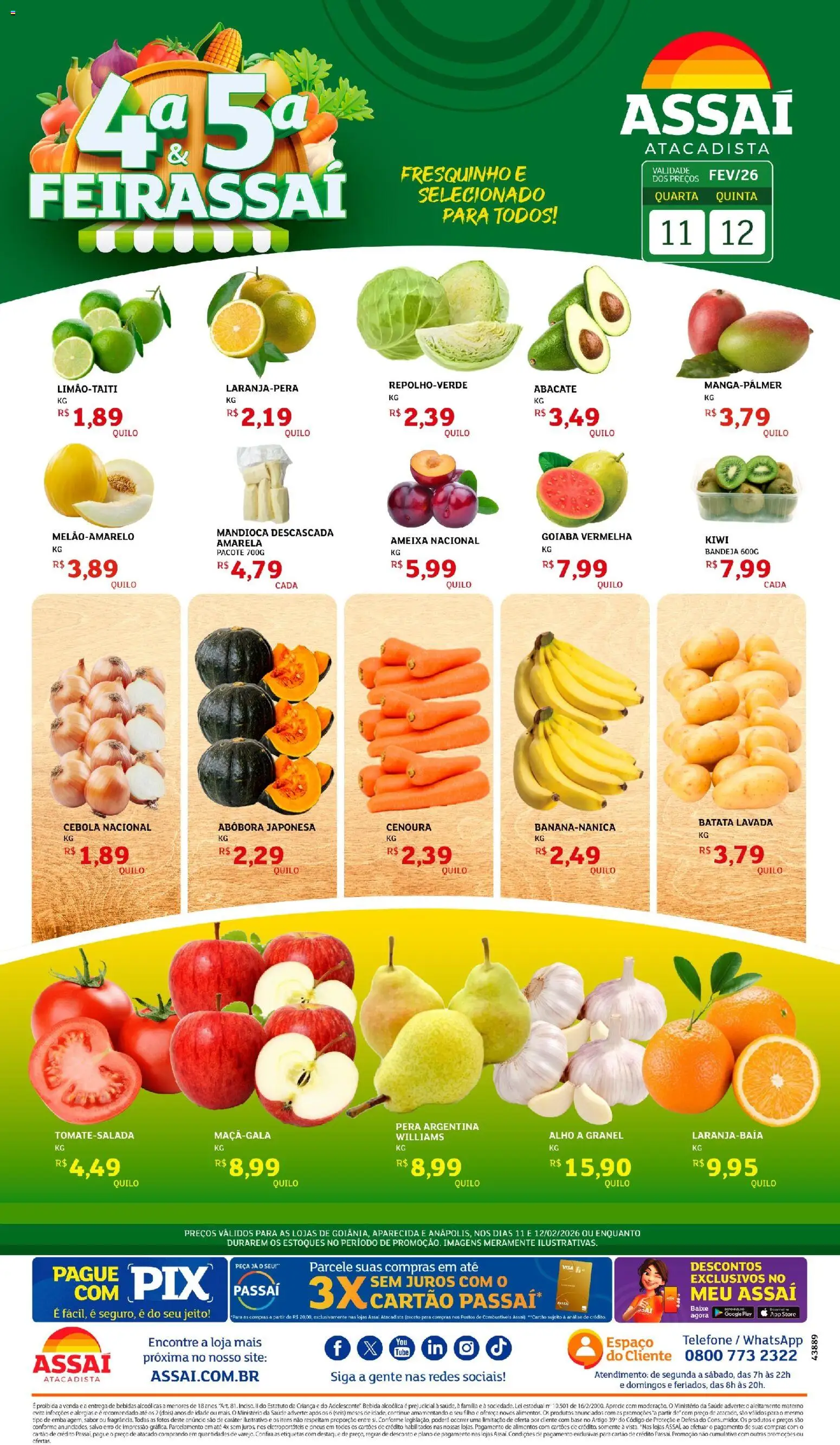 Assaí Atacadista Folheto - válido de 11.02.2026 | Página: 1 | Produtos: Pera, Base, Kiwi, Bebida
