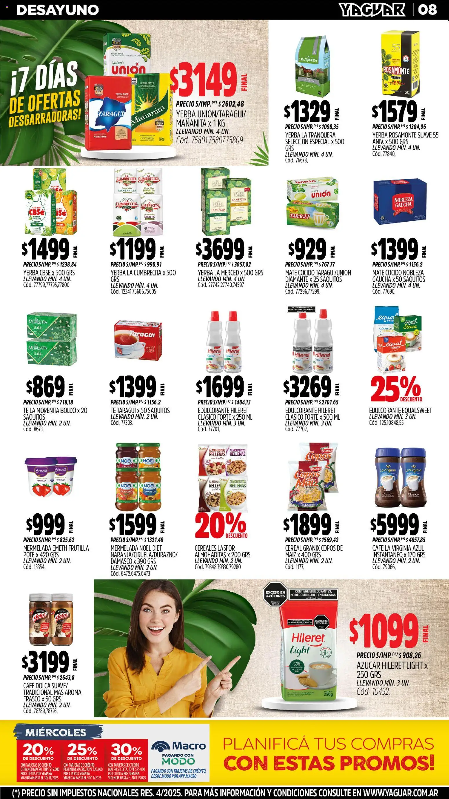 Yaguar - Tigre │ válido desde el 03.11.2025 | Página: 8 | Productos: Copos, Yerba, Maiz, Frasco