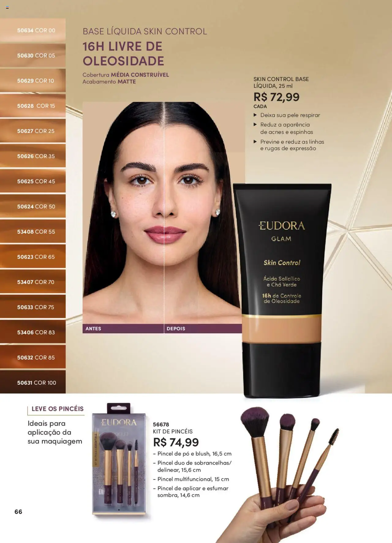 Eudora Folheto - válido de 07.10.2025 | Página: 66 | Produtos: Pó, Pincel, Base, Chá