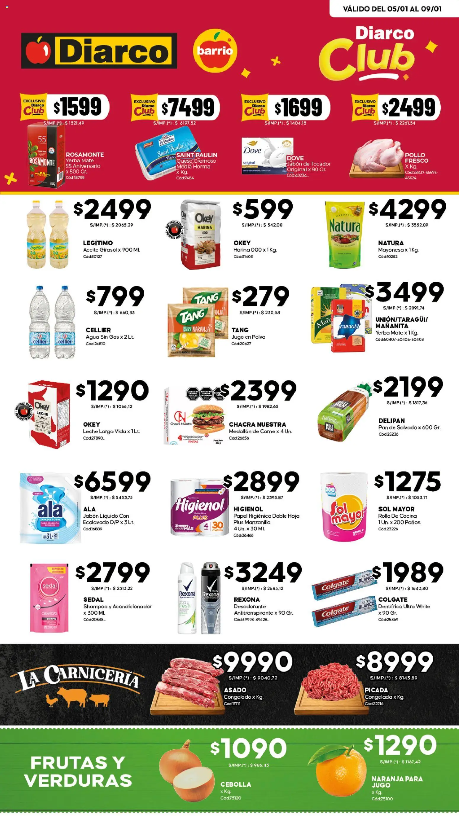 Diarco - Ofertas Diarco Barrio │ válido desde el 05.01.2026 | Página: 1 | Productos: Papel higiénico, Cocina, Harina, Jabón líquido