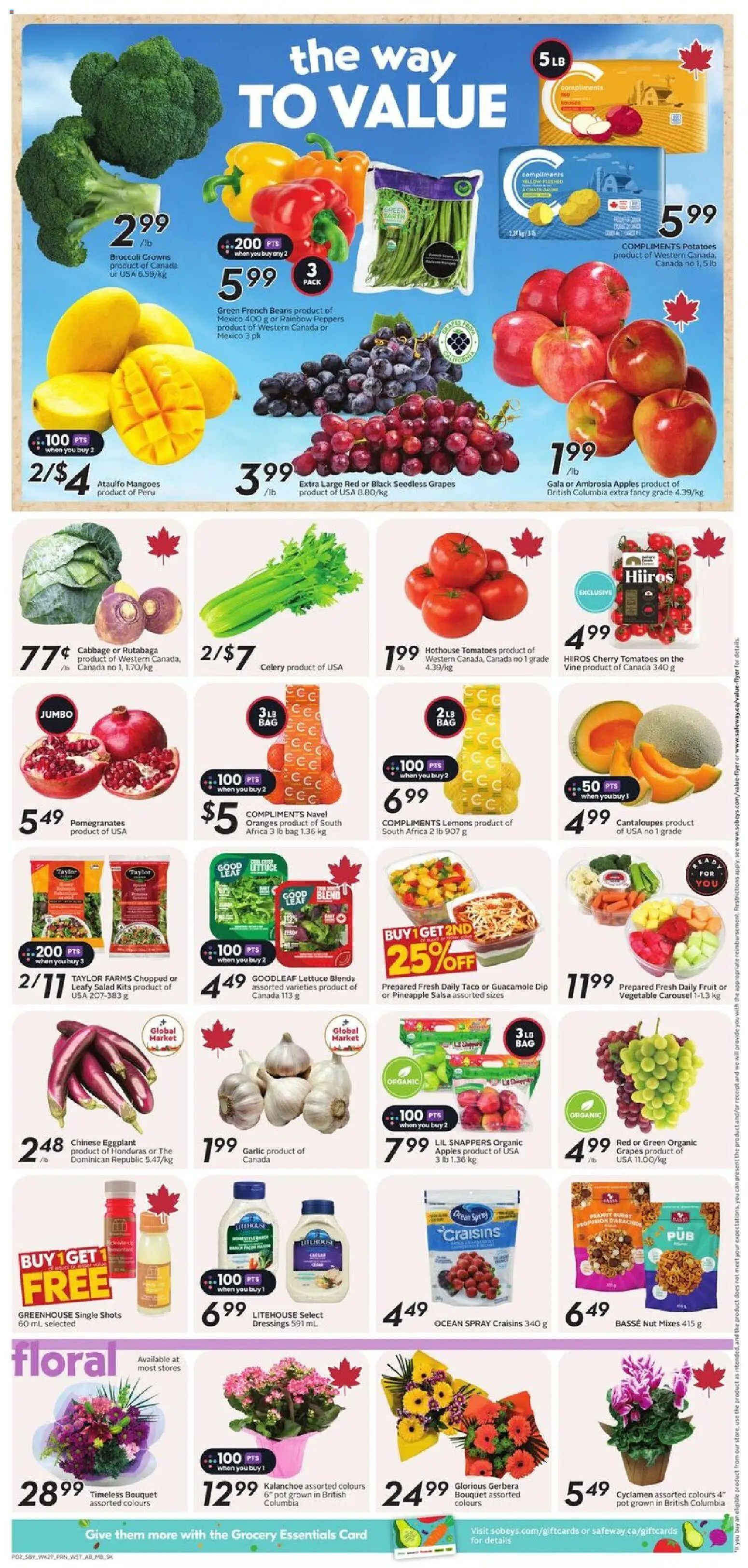 Safeway flyer valid from 30.10.2025 | Page: 5 | Products: Pineapple, Cream, Salad, Oranges