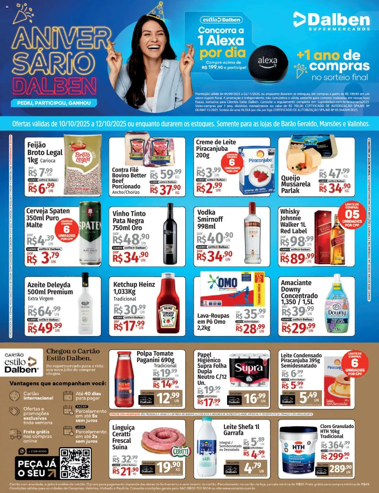 Supermercado Dalben Folheto - válido de 10.10.2025 | Página: 1 | Produtos: Contra filé, Queijo, Ketchup, Azeite