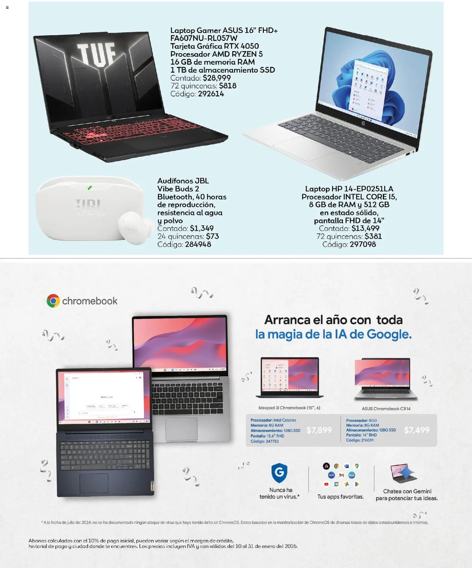 Nuevas ofertas de Coppel válidas en toda la República Mexicana desde el 10.01.2026. ¡Encuentra las mejores ofertas en Coppel catálogo Invierno! | Página: 26 | Productos: Agua, Audífonos, Té, Polvo