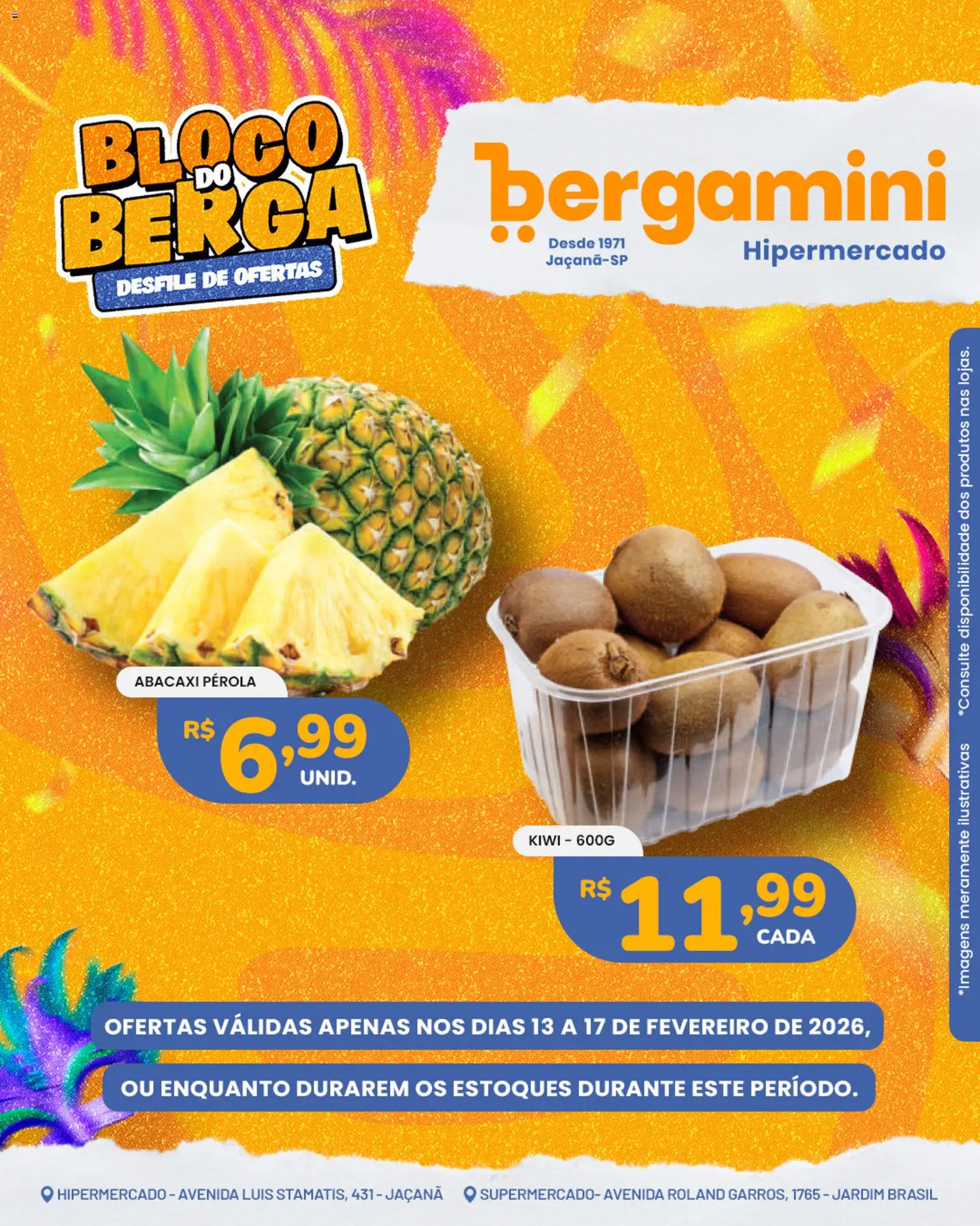 Supermercado Bergamini Folheto - válido de 13.02.2026 | Página: 14 | Produtos: Abacaxi, Kiwi