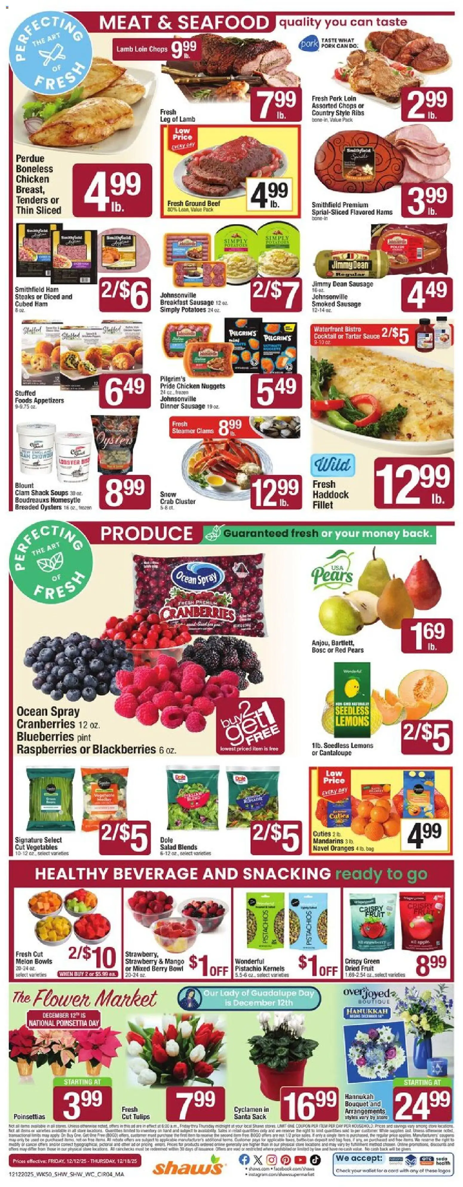 Shaw's Weekly Ad - valid from 12.12.2025 | Page: 4 | Products: Pork, Potatoes, Wallet, Bag