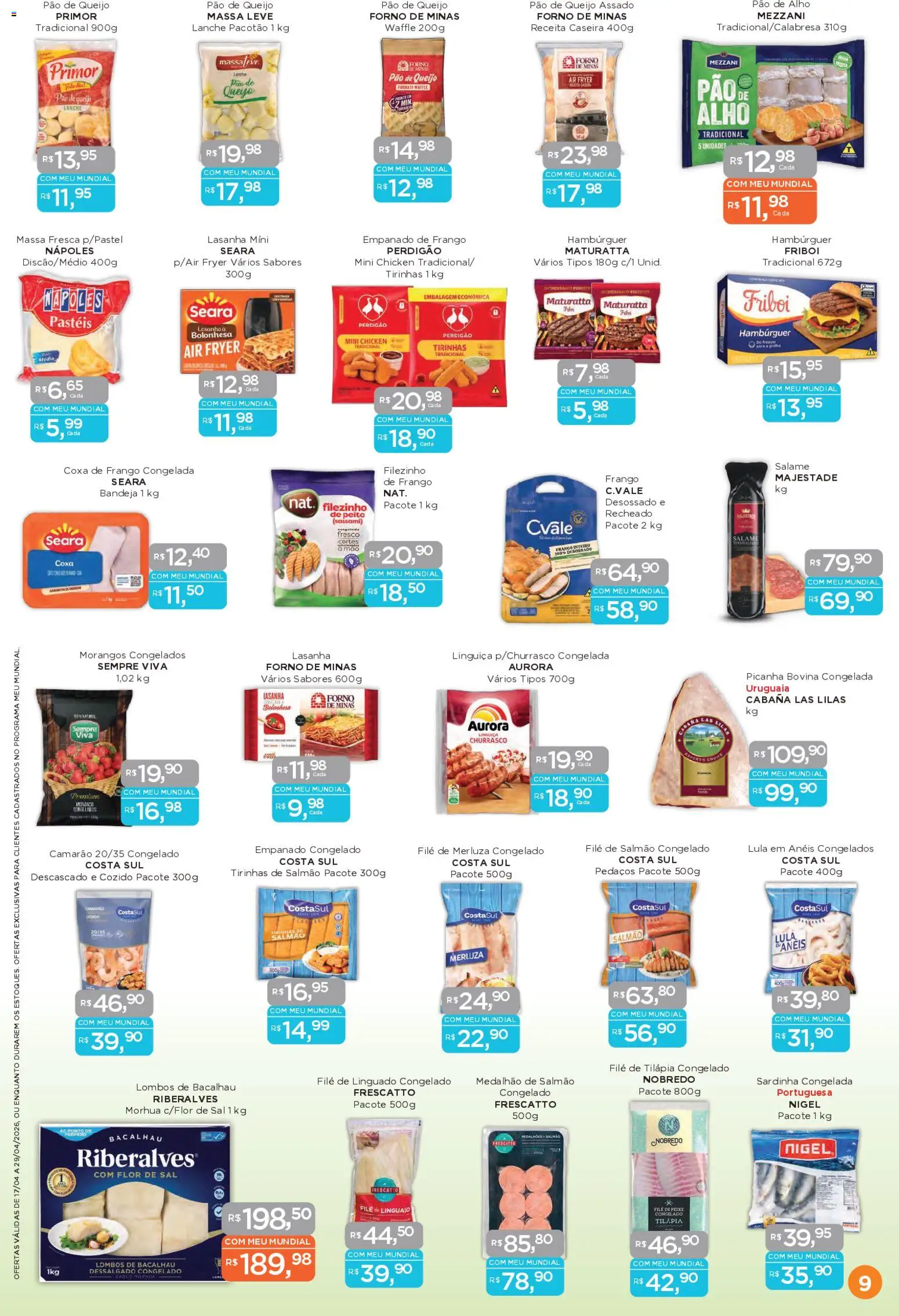 Mundial Folheto - válido de 17.04.2026 | Página: 9 | Produtos: Salmão, Air fryer, Lula, Frango