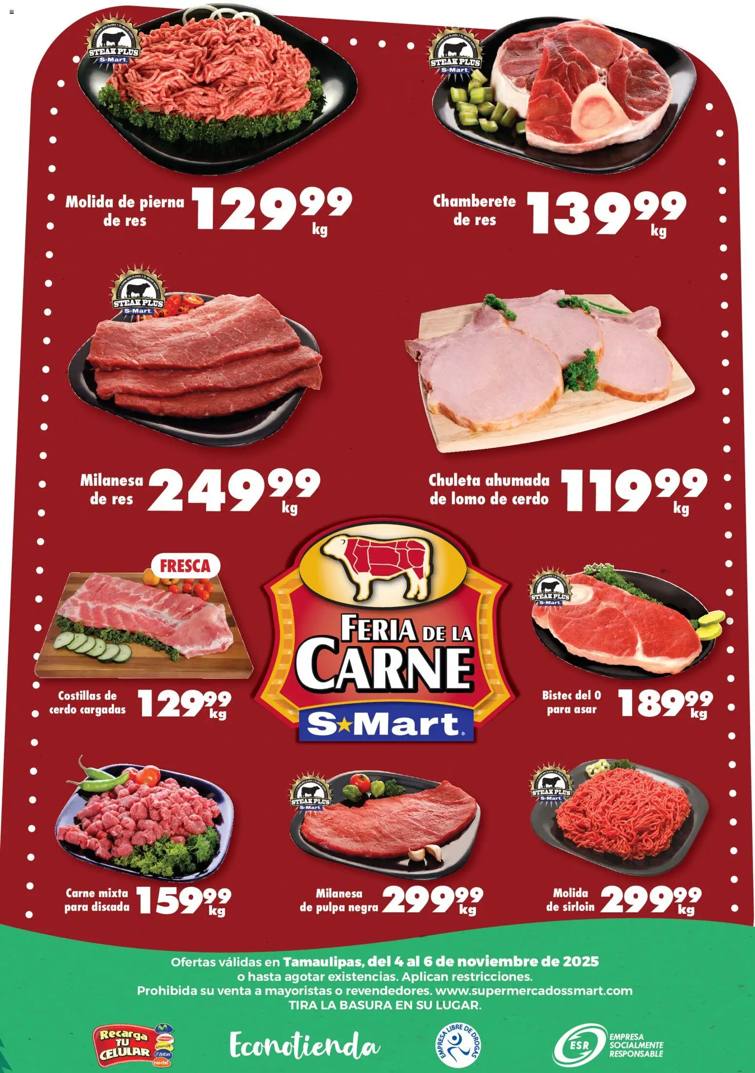 Nuevas ofertas de S-Mart válidas en toda la República Mexicana desde el 04.11.2025. ¡Encuentra las mejores ofertas en S-Mart folleto Nuevo Laredo! | Página: 6 | Productos: Milanesa, Cerdo, Res