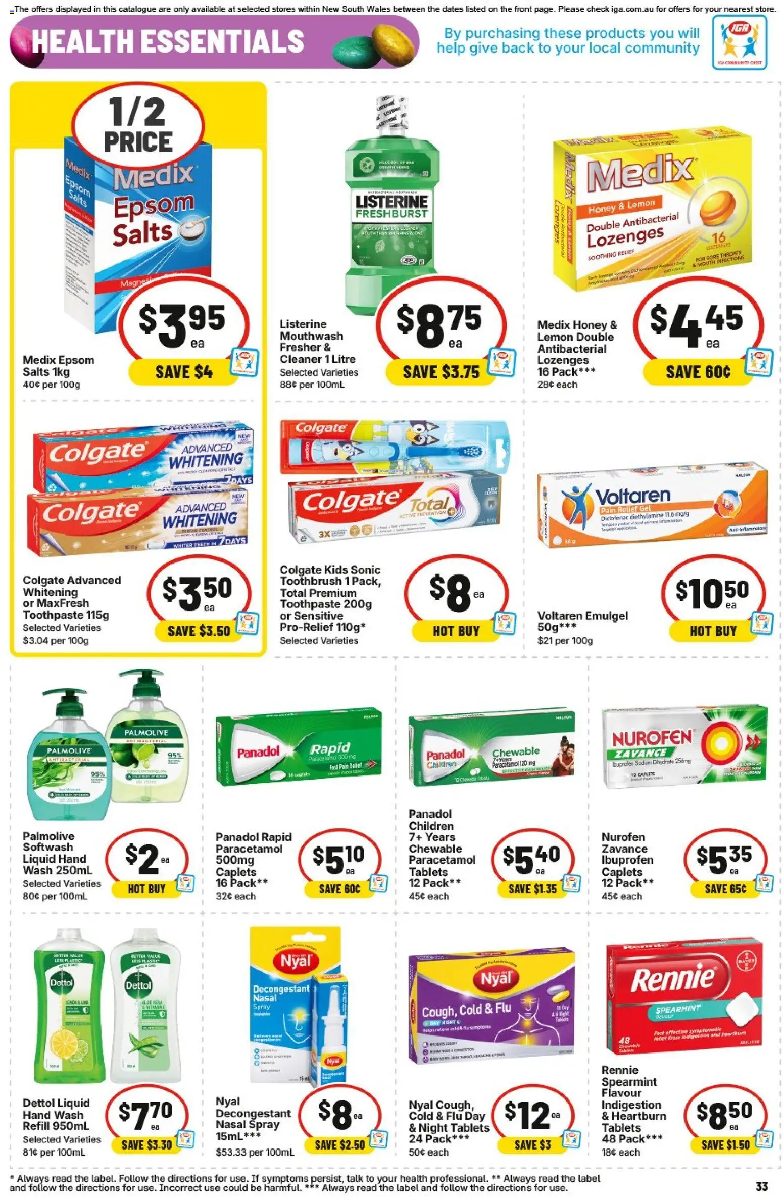 IGA catalogue - valid from 25.03.2026 | Page: 33 | Products: Honey, Toothbrush, Nasal spray, Pain relief