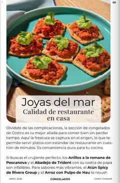 Vista previa de Anillos a la romana de Pescanova y el Abadejo de Trident con su costra de papa, Frozen seafood products., nuevo folleto de la tienda, válido en México a partir del 01.04.2026 | Página: 68 | Productos: Papa, Atún, Arroz, Té