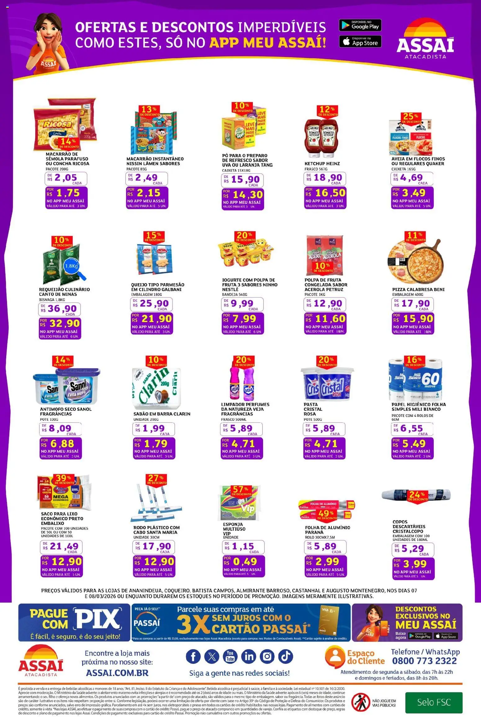 Assaí Atacadista Folheto - válido de 07.03.2026 | Página: 3 | Produtos: Sabão, Base, Aveia, Telefone