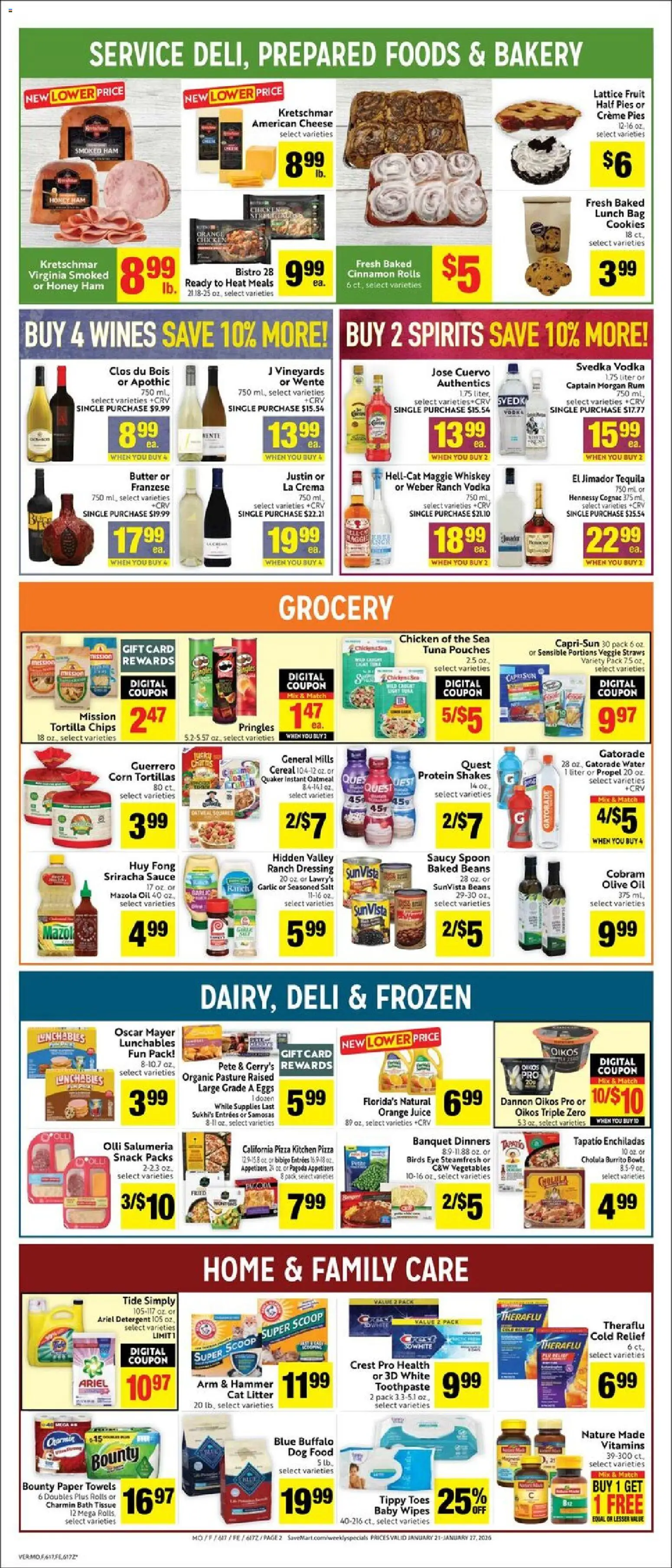 Save Mart Weekly - CA - valid from 21.01.2026 | Page: 2 | Products: Bath, Hammer, Juice, Whiskey