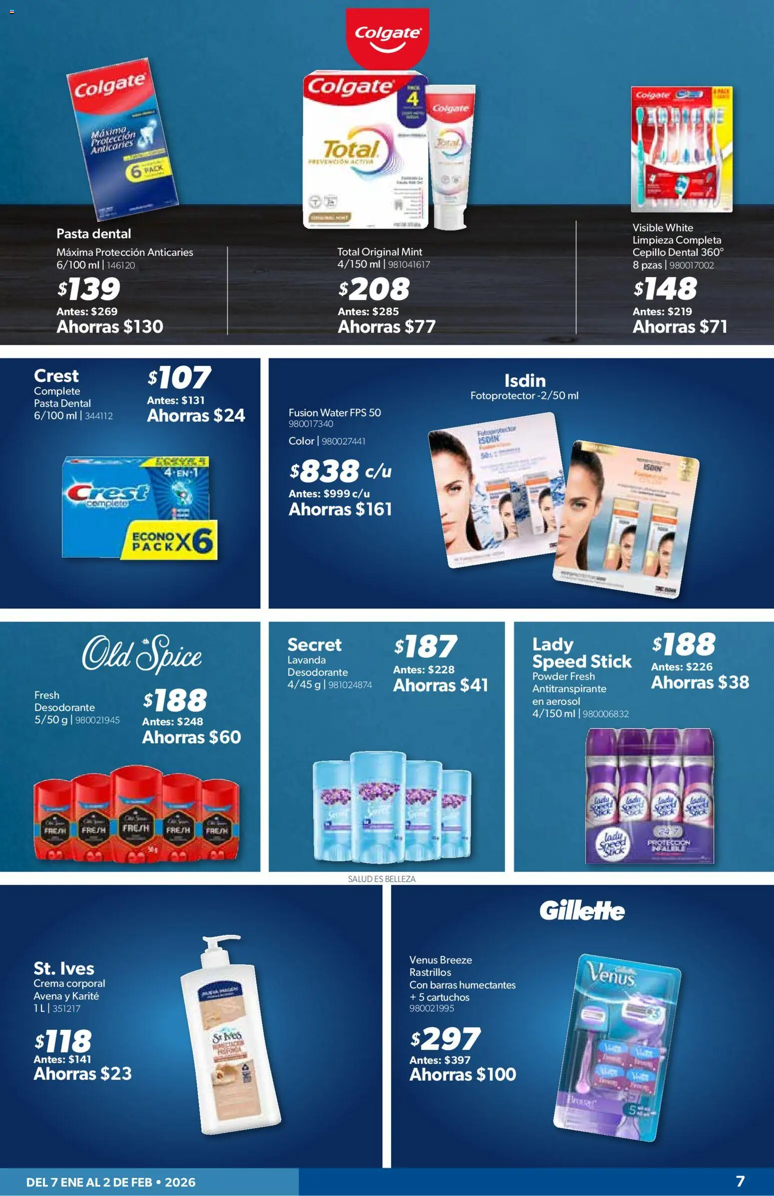 Nuevas ofertas de Sam's Club válidas en toda la República Mexicana desde el 07.01.2026. ¡Encuentra las mejores ofertas en Sam's Club catálogo! | Página: 7 | Productos: Antitranspirante, Avena, Crema, Cepillo