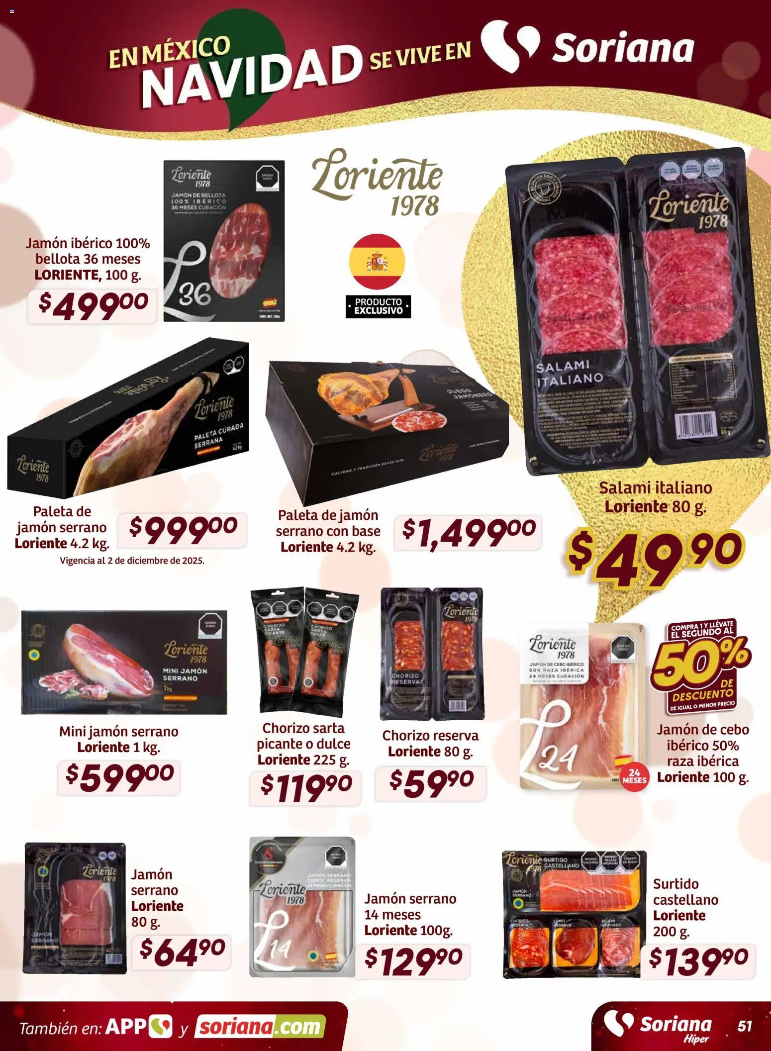 Nuevas ofertas de Soriana válidas en toda la República Mexicana desde el 27.11.2025. ¡Encuentra las mejores ofertas en Soriana - Preciazazaso Híper: Valle de México! | Página: 50 | Productos: Paleta, Jamón, Chorizo, Salami