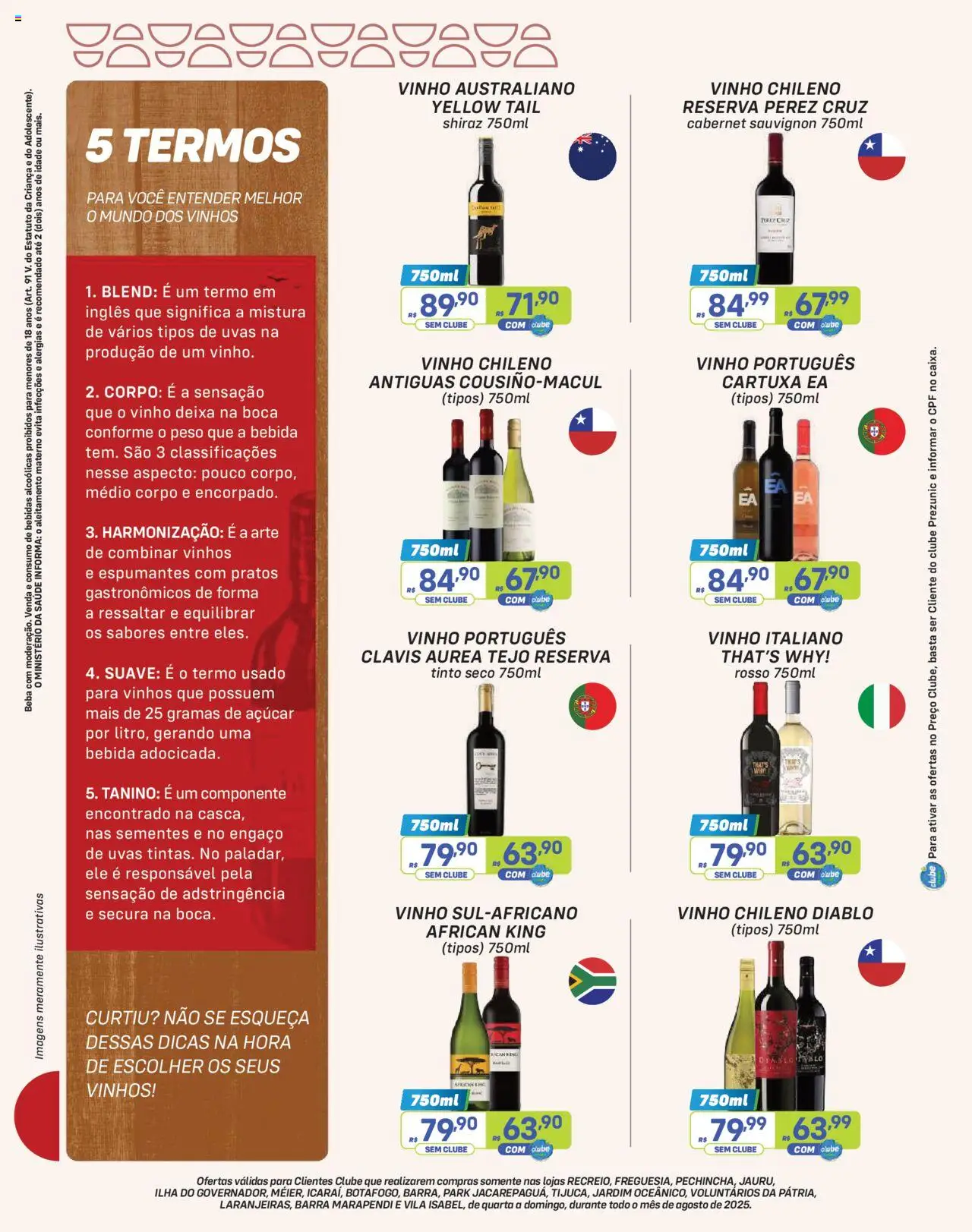 Prezunic Folheto - válido de 01.08.2025 | Página: 4 | Produtos: Vinho, Bebida, Uvas, Açúcar