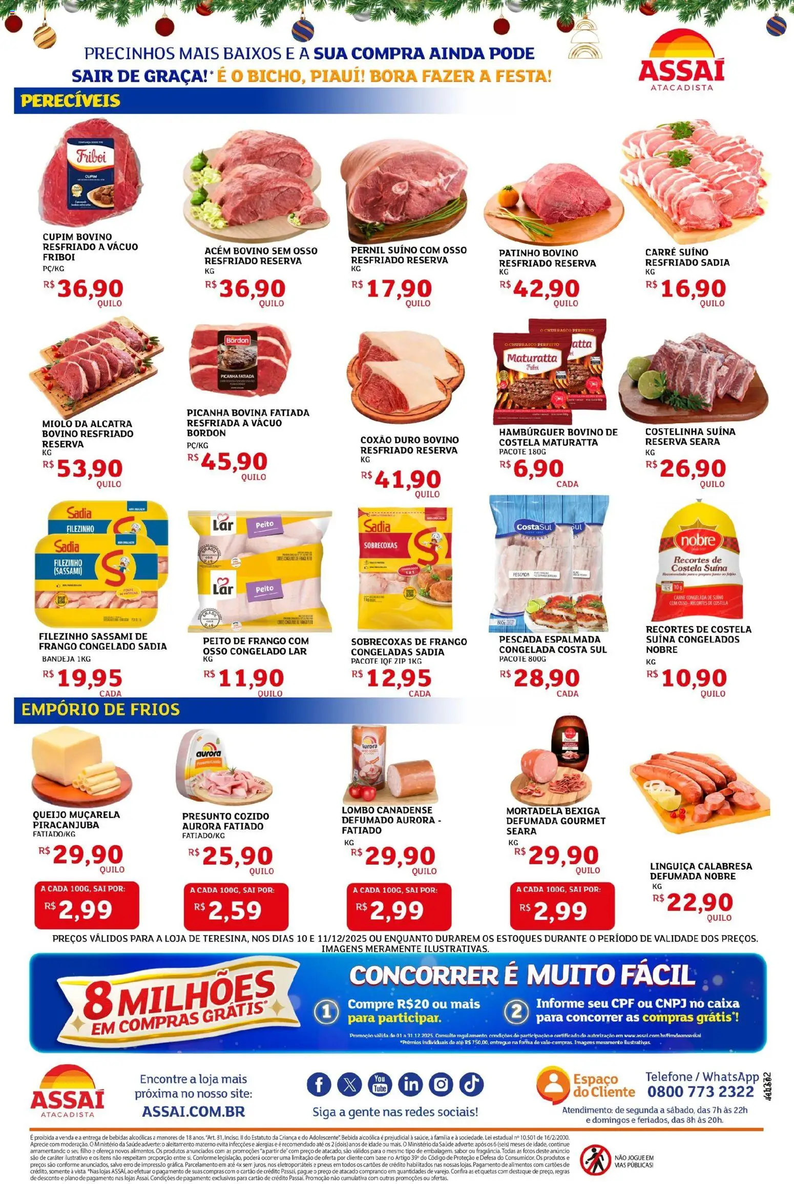 Assaí Atacadista Folheto - válido de 10.12.2025 | Página: 2 | Produtos: Linguiça, Acém, Lombo, Pneus