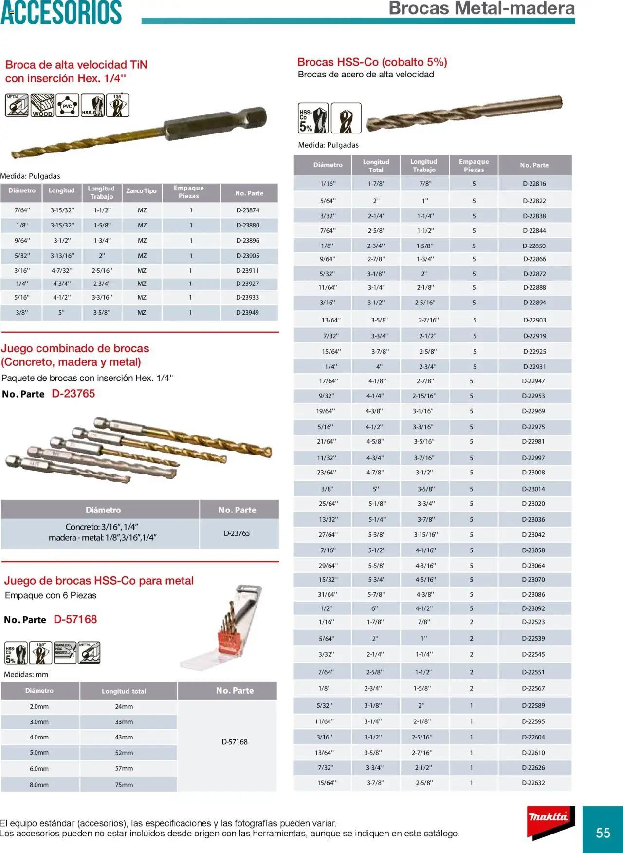 Nuevas ofertas de Makita válidas en toda la República Mexicana desde el 08.07.2024. ¡Encuentra las mejores ofertas en Makita catálogo Accesorios! | Página: 55 | Productos: Juego