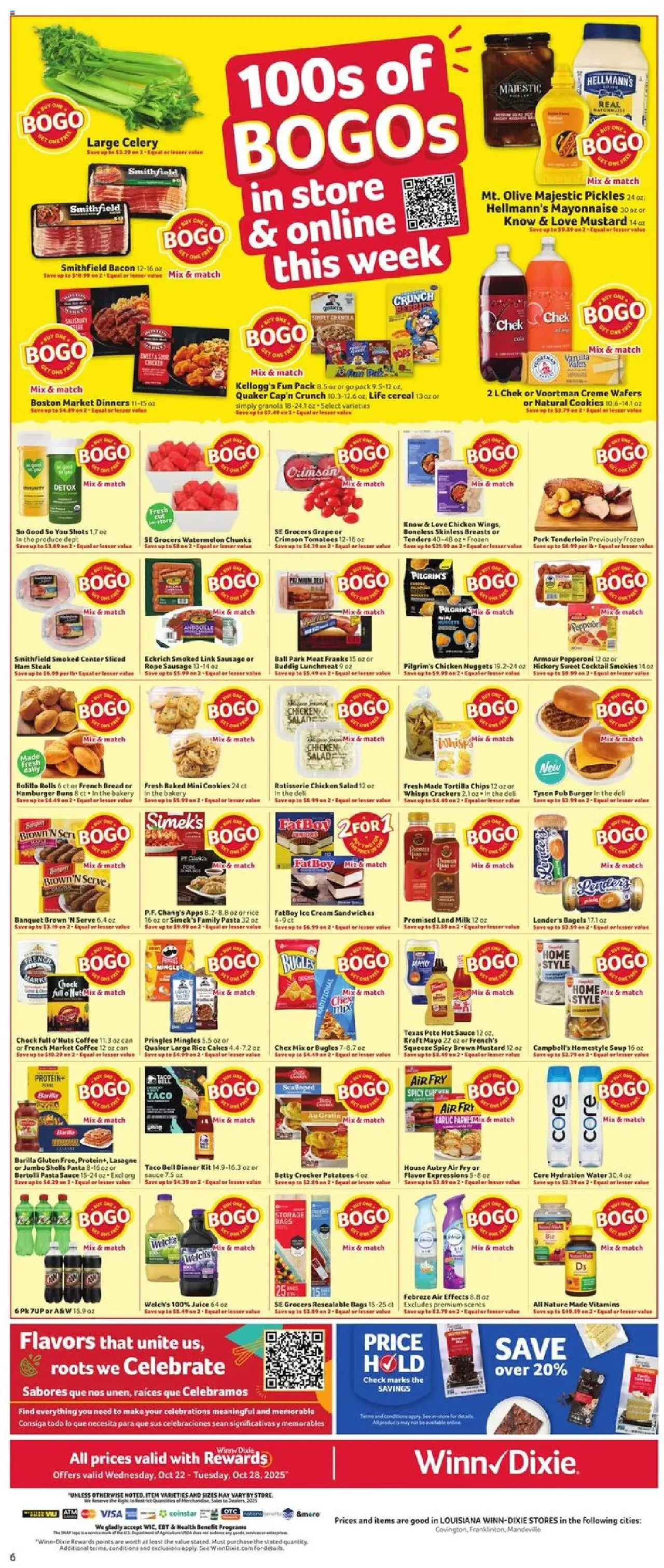 Winn Dixie Weekly Circular - LA - valid from 22.10.2025 | Page: 9 | Products: Ice cream, Potatoes, Sauce, Sausage