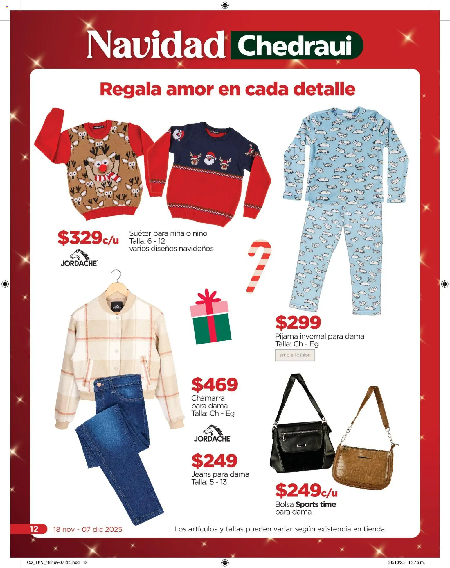 Nuevas ofertas de Chedraui válidas en toda la República Mexicana desde el 18.11.2025. ¡Encuentra las mejores ofertas en Chedraui folleto Navidad! | Página: 12 | Productos: Suéter, Pijama, Bolsa, Chamarra