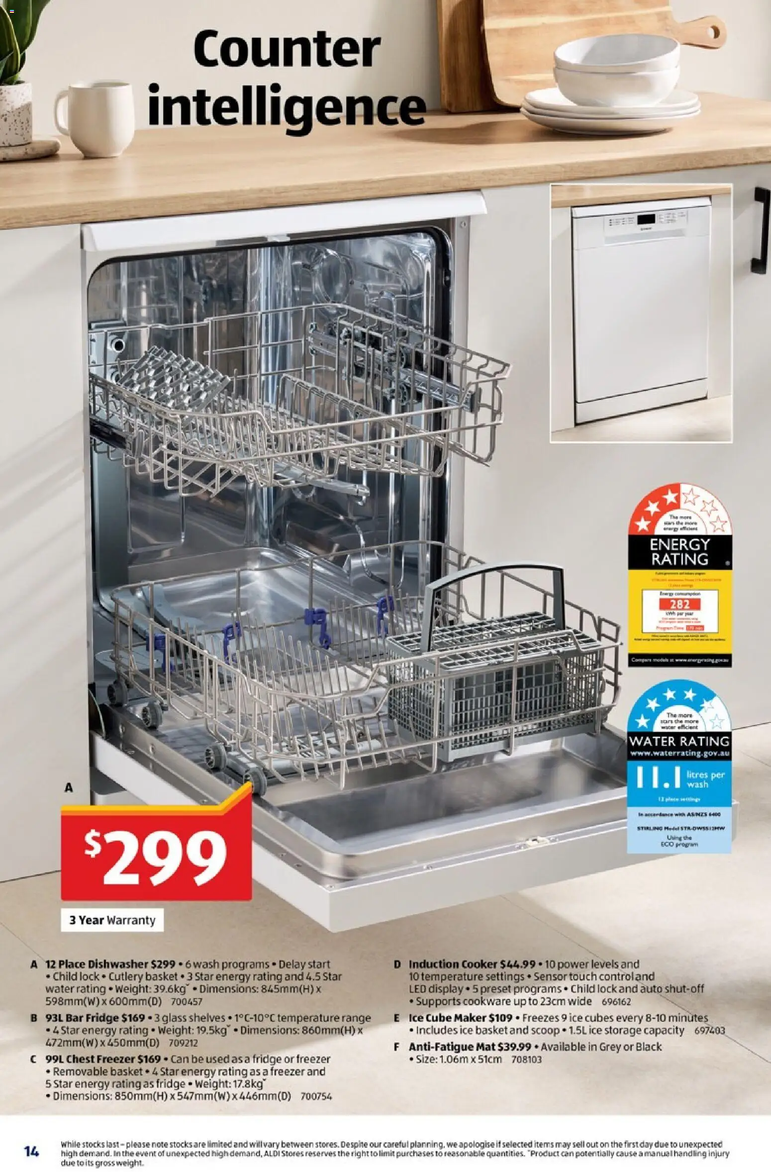 Aldi catalogue - valid from 04.03.2026 | Page: 14 | Products: Basket, Fridge, Dishwasher, Weight