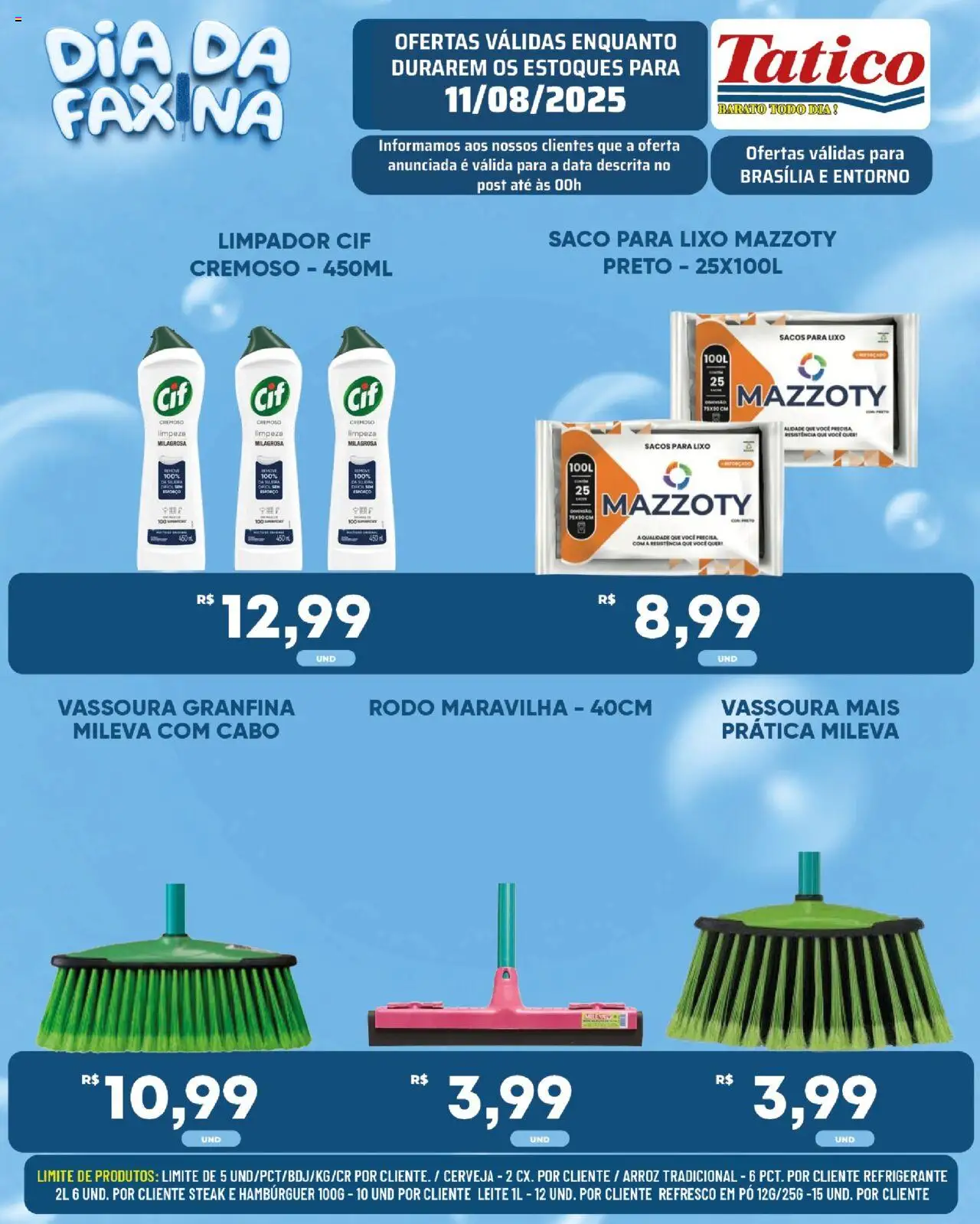 Tatico Folheto - válido de 12.08.2025 | Página: 33 | Produtos: Cerveja, Hambúrguer, Vassoura, Rodo