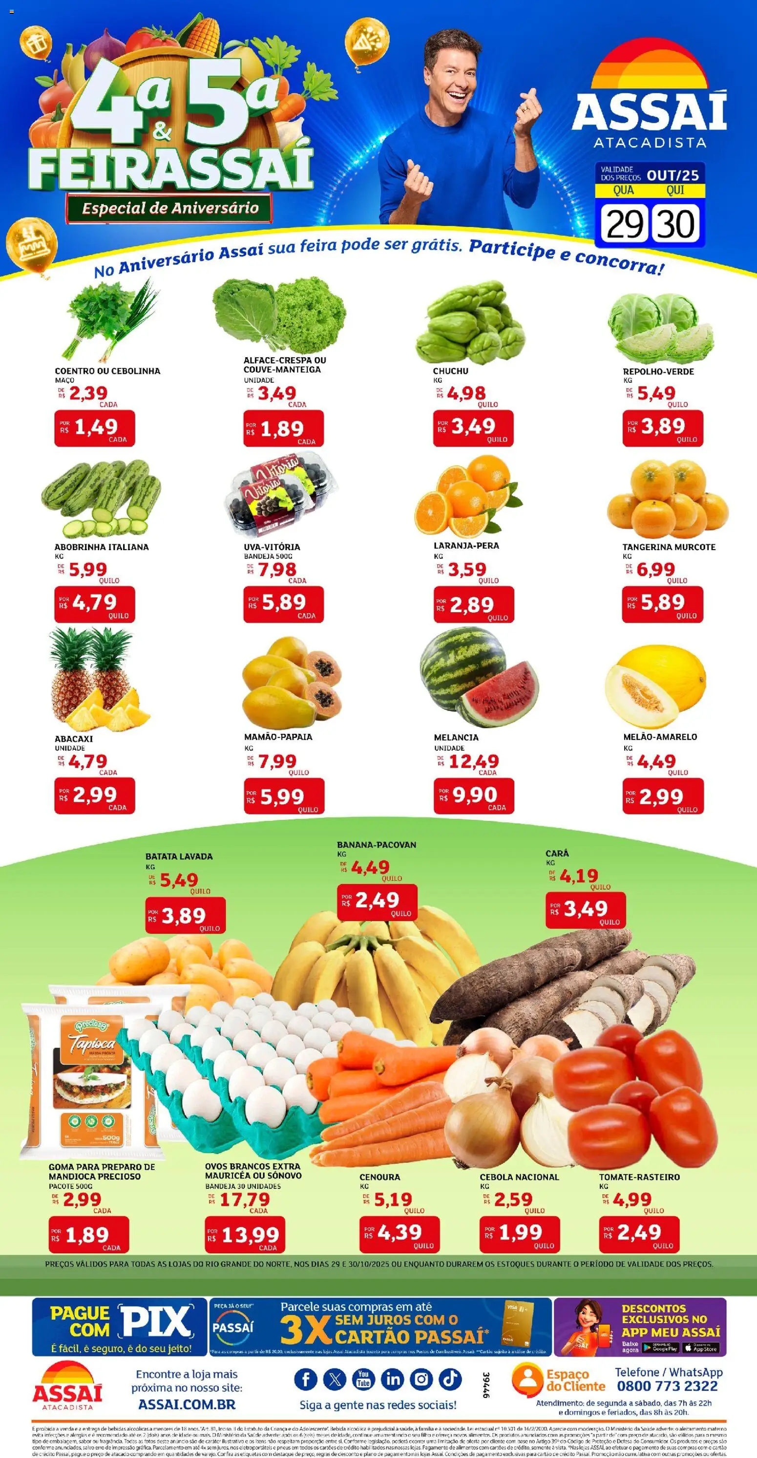 Assaí Atacadista Folheto - válido de 29.10.2025 | Página: 1 | Produtos: Melancia, Abobrinha, Cebola, Abacaxi