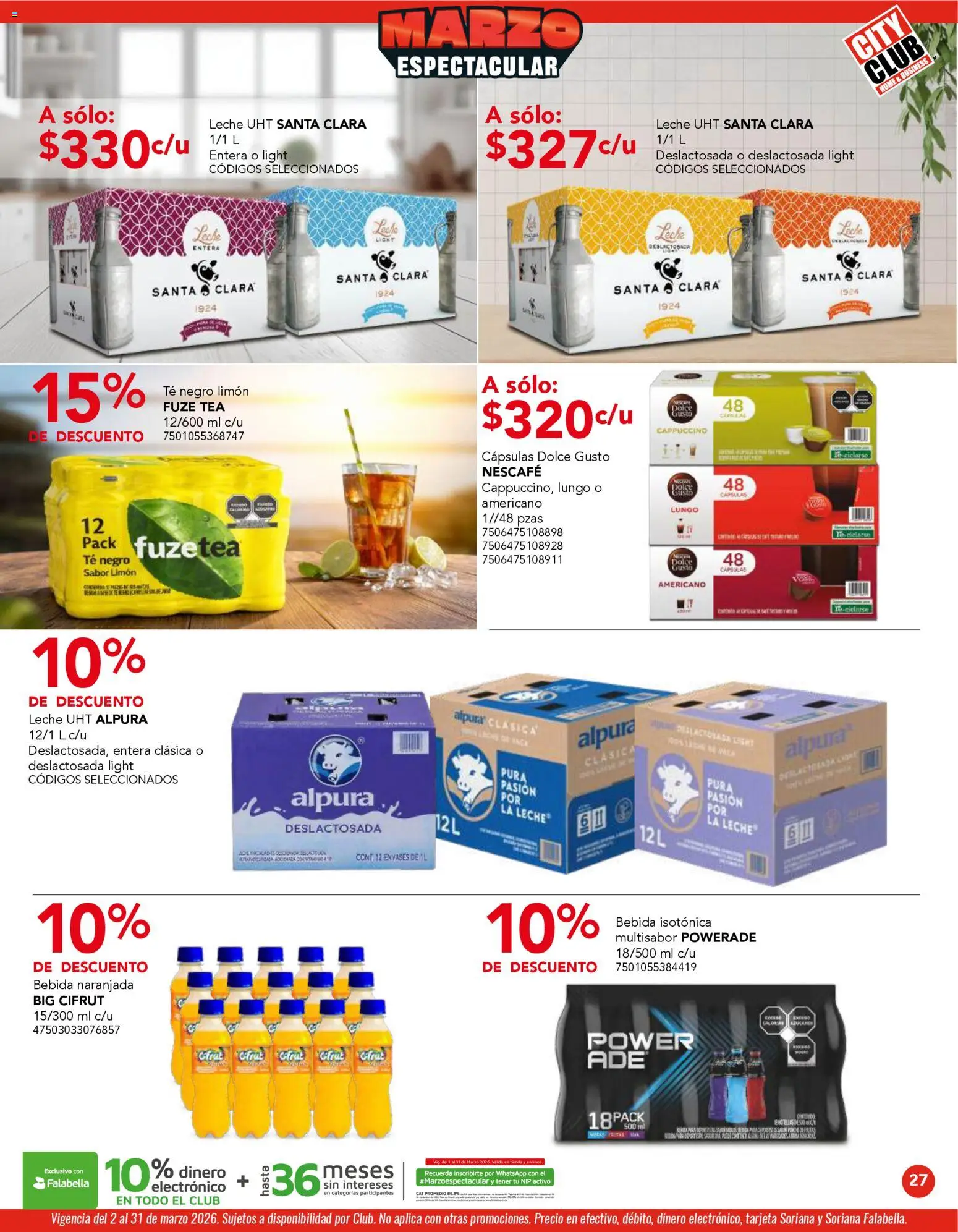 Nuevas ofertas de City Club válidas en toda la República Mexicana desde el 02.03.2026. ¡Encuentra las mejores ofertas en City Club catálogo! | Página: 27 | Productos: Limón, Leche, Té