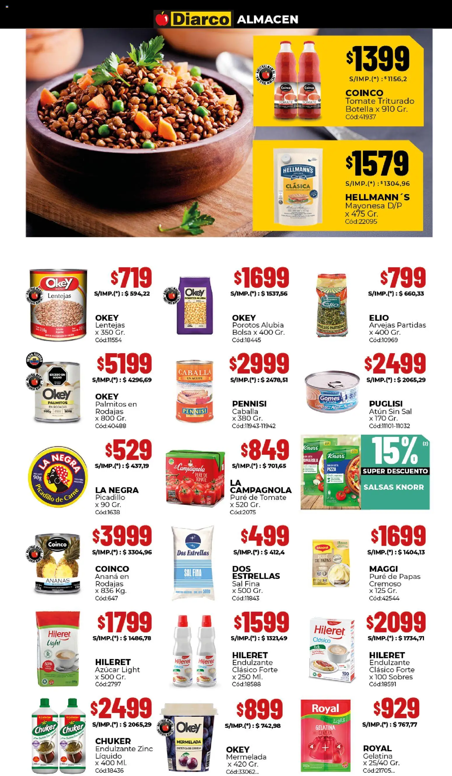Diarco - Ofertas Gba │ válido desde el 08.12.2025 | Página: 3 | Productos: Azucar, Lentejas, Aceite, Palmitos
