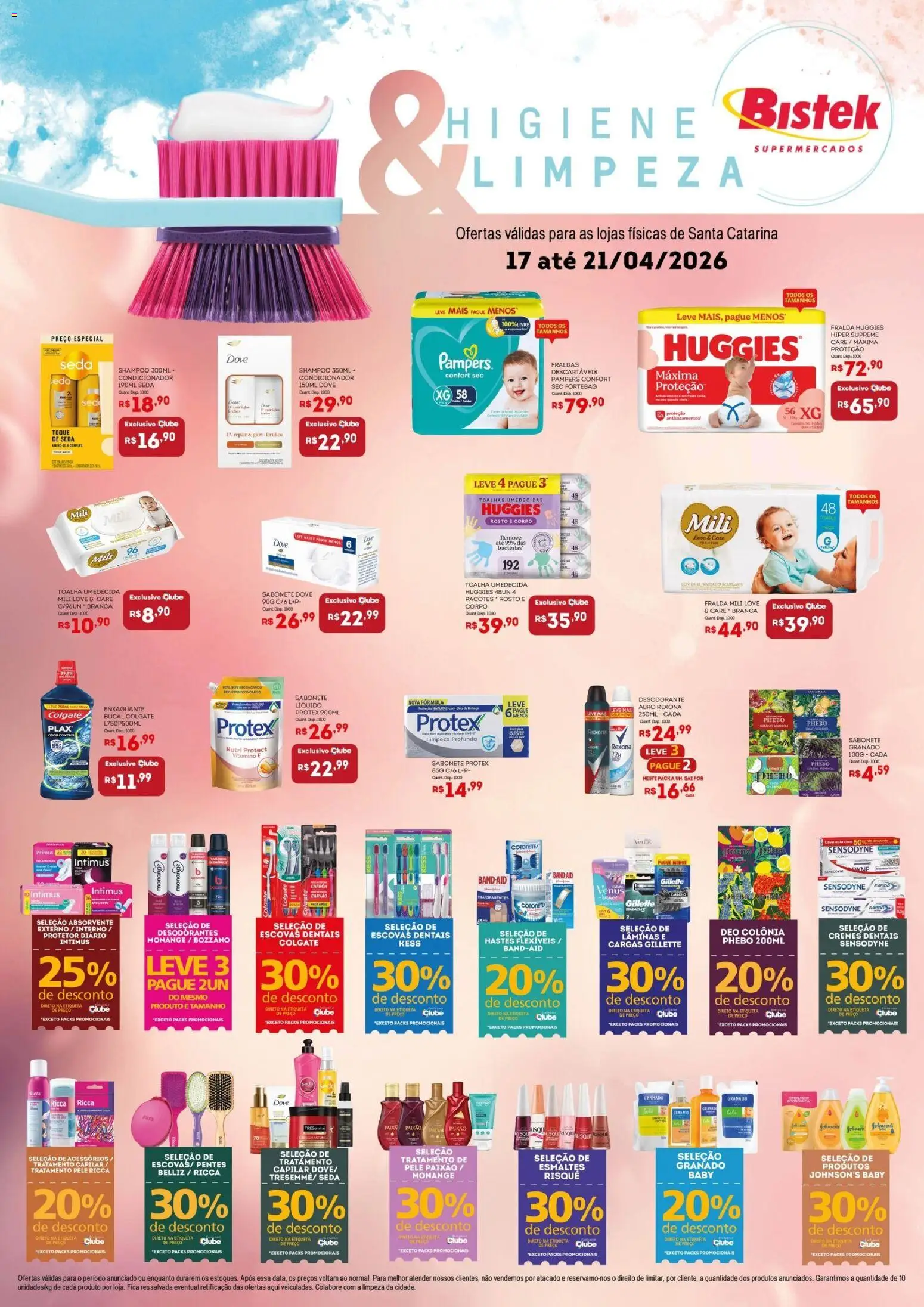 Bistek Supermercados Folheto - válido de 17.04.2026 | Página: 1 | Produtos: Pampers, Desodorante, Sabonete, Dove