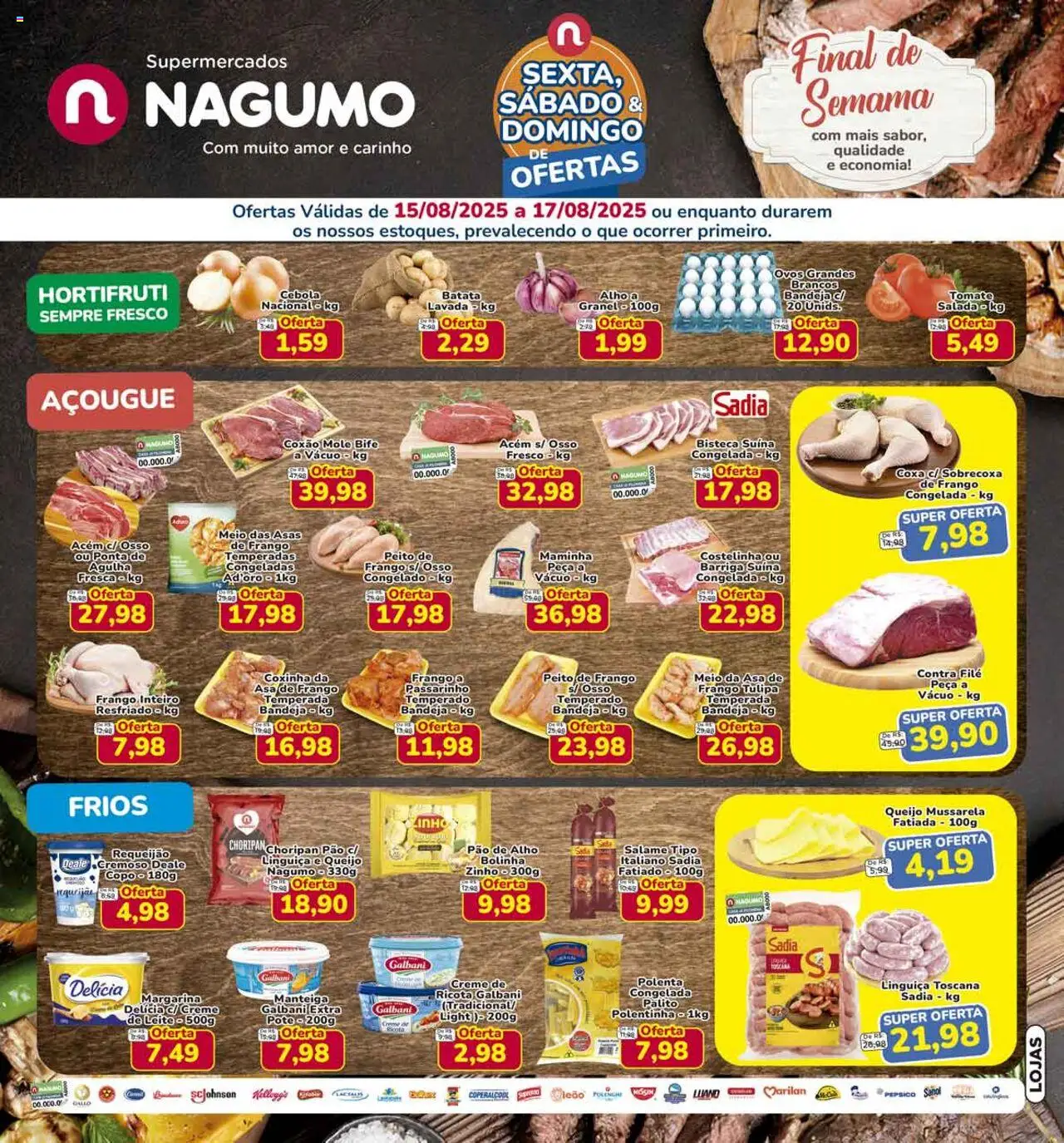 Nagumo Folheto - válido de 15.08.2025 | Página: 1 | Produtos: Cebola, Maminha, Creme de leite, Mussarela