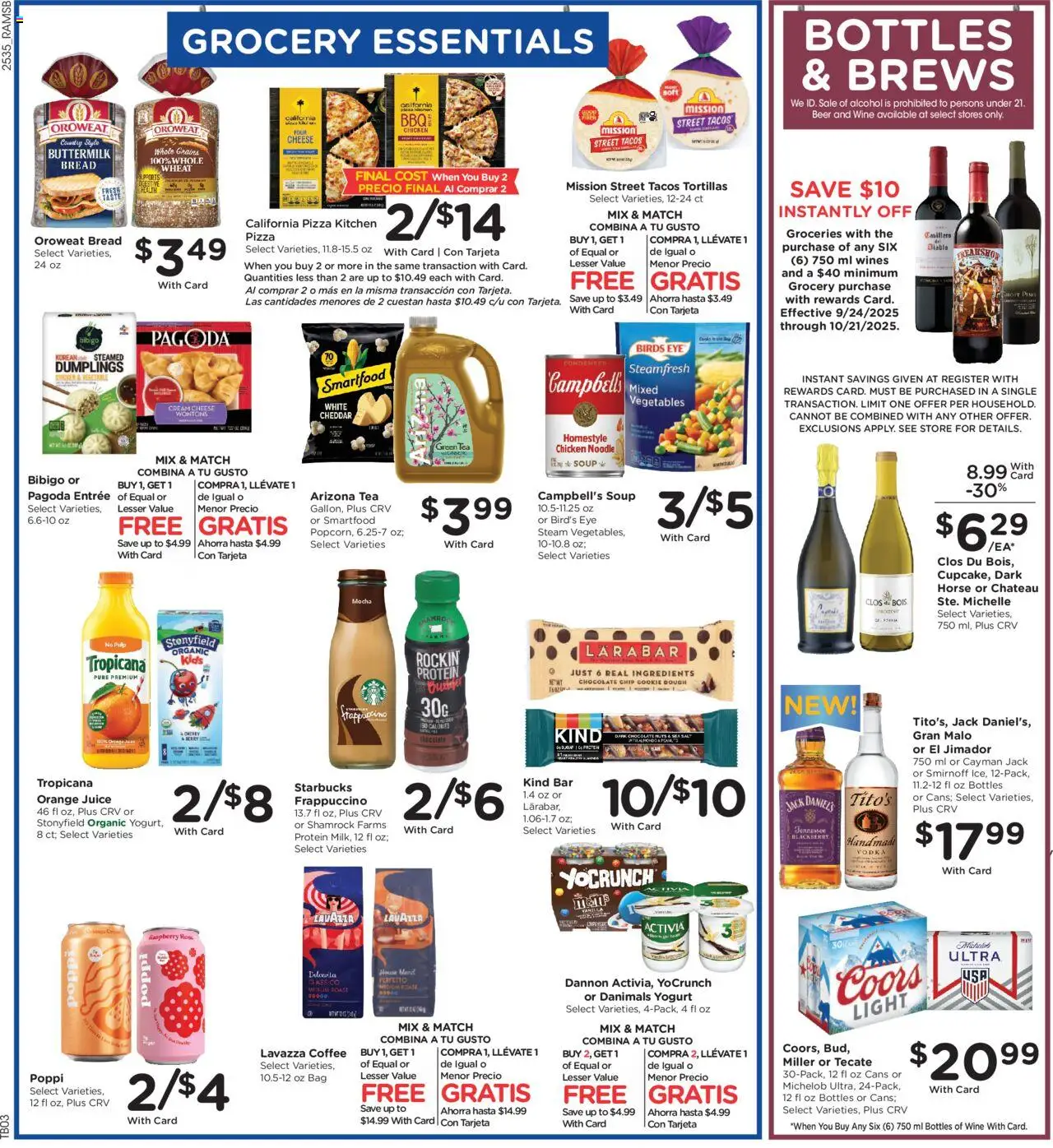 Ralphs Weekly Ad - CA - valid from 01.10.2025 | Page: 7 | Products: Green Tea, Pizza, Juice, Vodka