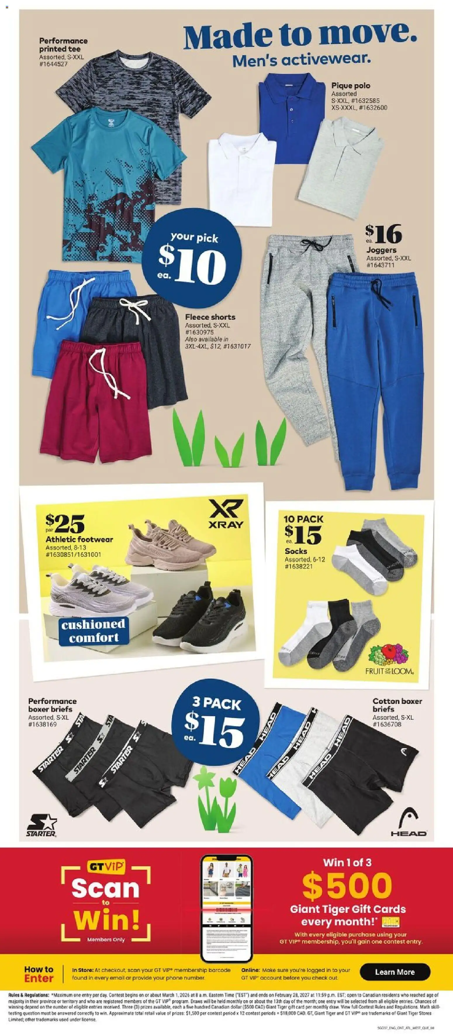 Giant Tiger flyer valid from 15.04.2026 | Page: 10 | Products: Shoes, T-shirt, Socks, Briefs