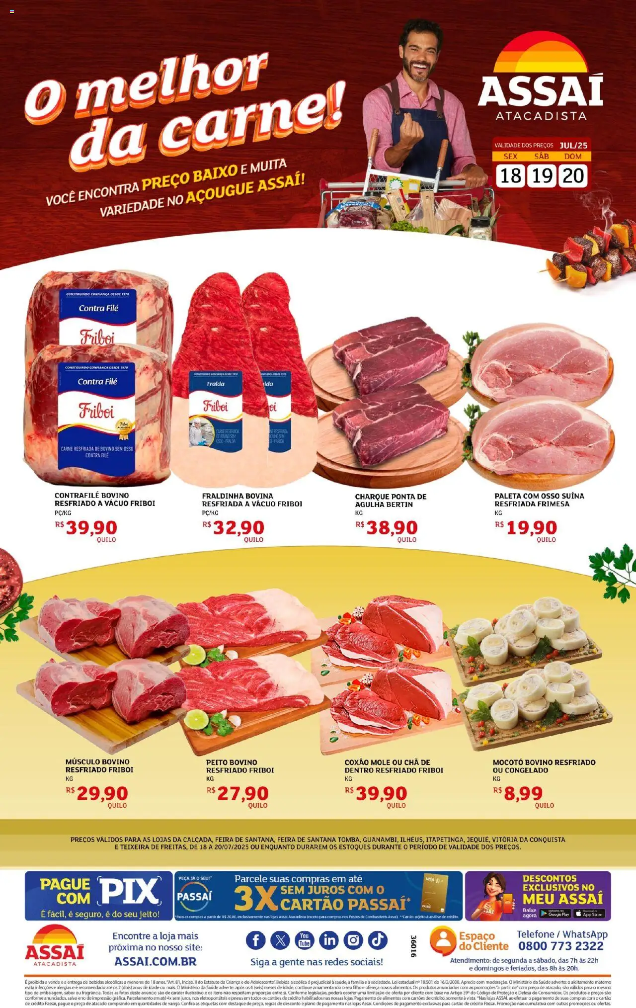 Assaí Atacadista Folheto - válido de 18.07.2025 | Página: 1 | Produtos: Chá, Carne, Baixo, Telefone