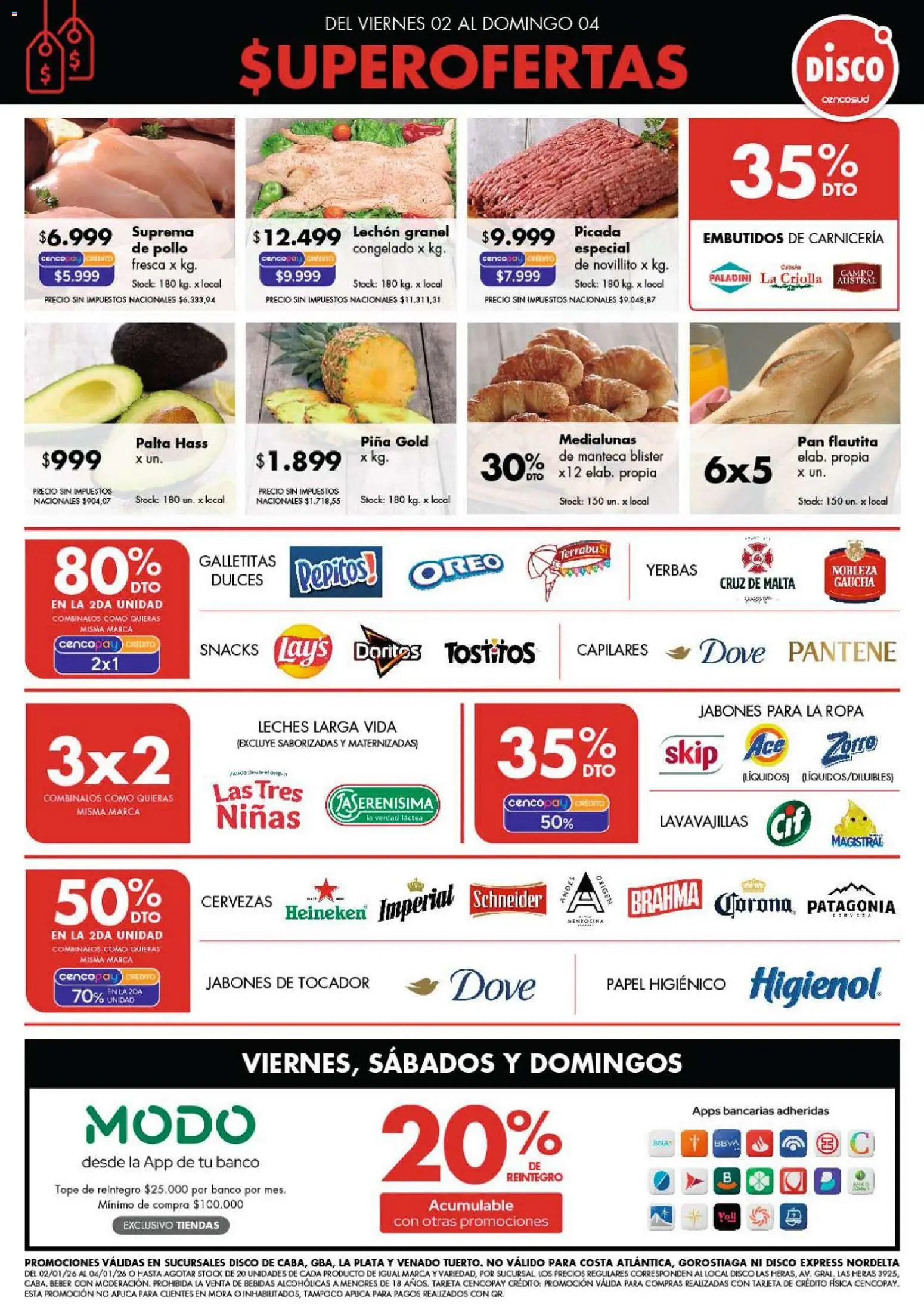 Disco ofertas │ válido desde el 02.01.2026 | Página: 1 | Productos: Lavavajillas, Galletitas, Palta, Piña
