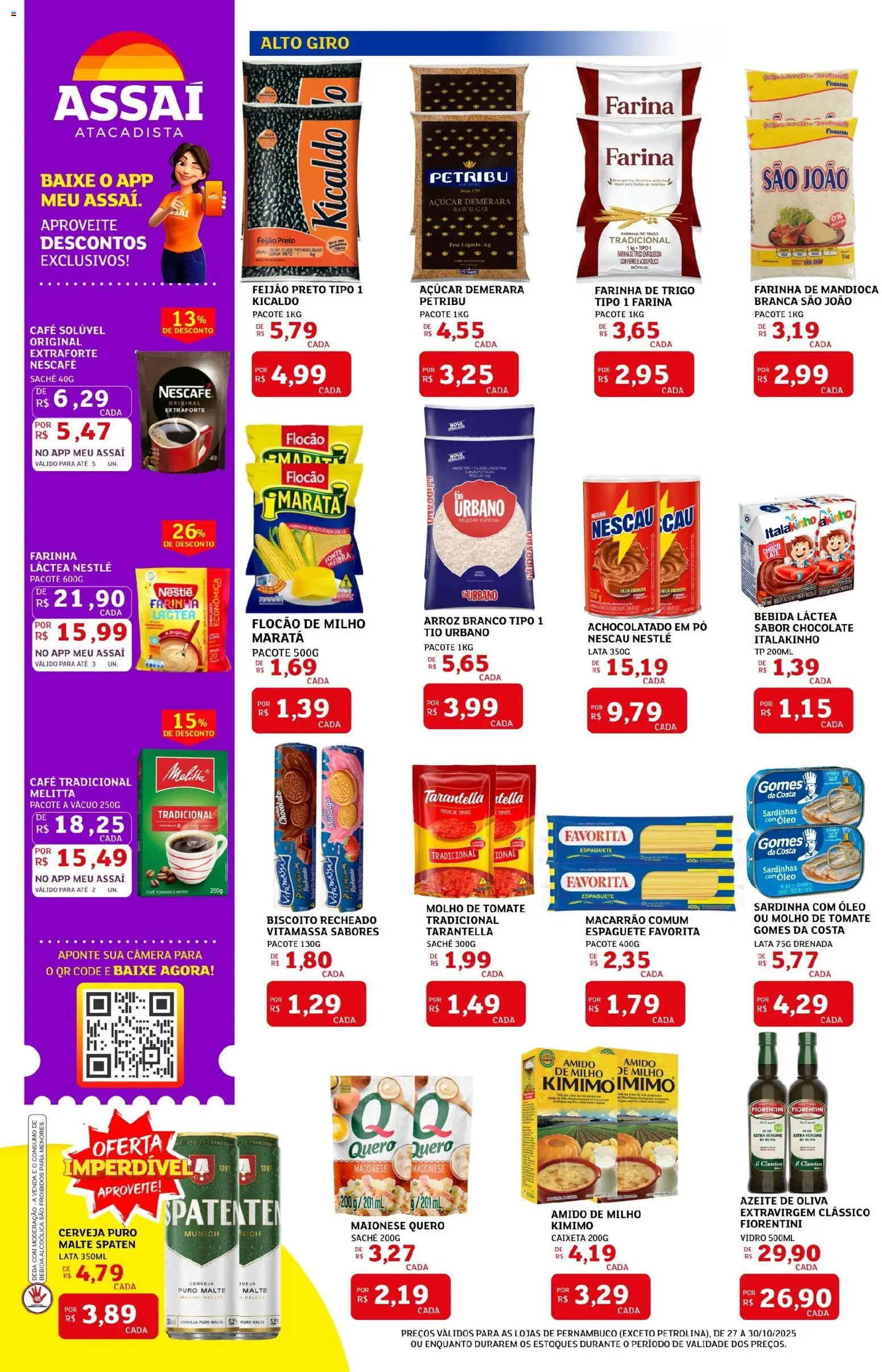 Assaí Atacadista Folheto - válido de 27.10.2025 | Página: 2 | Produtos: Farinha de trigo, Chocolate, Azeite, Café solúvel