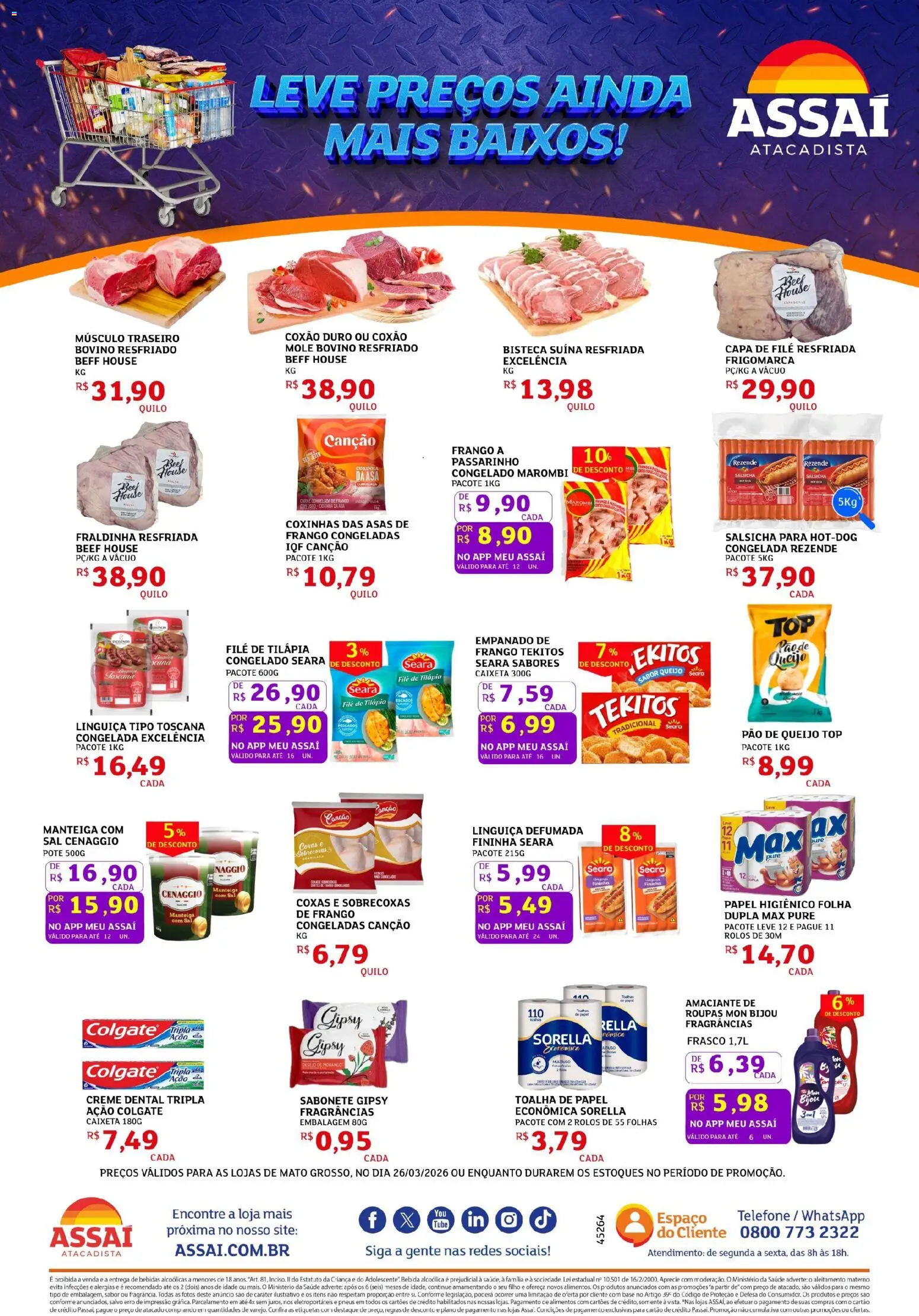 Assaí Atacadista Folheto - válido de 26.03.2026 | Página: 3 | Produtos: Queijo, Bebida, Telefone, Sal