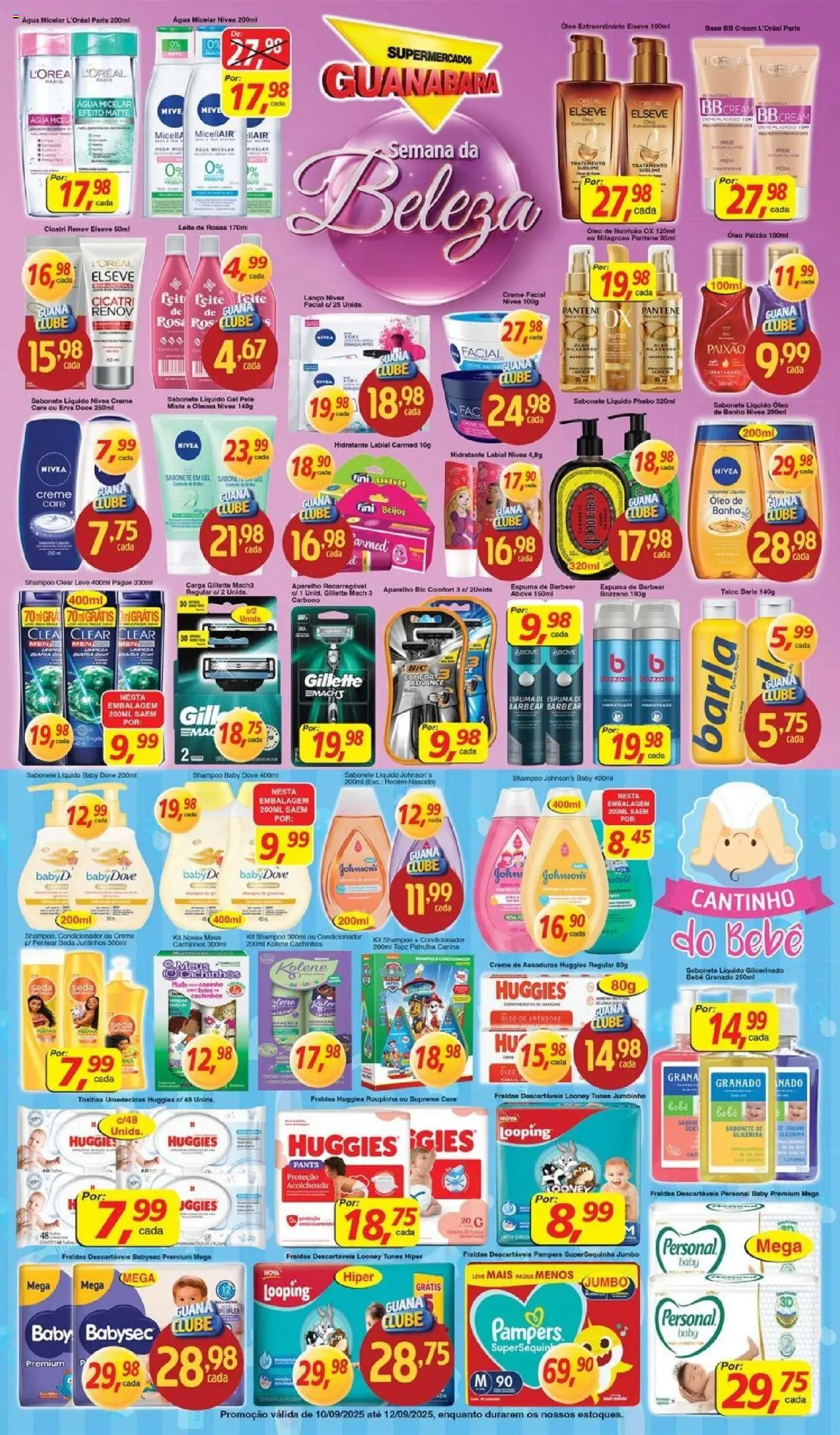 Supermercados Guanabara Folheto - válido de 10.09.2025 | Página: 4 | Produtos: Talco, Espuma de barbear, Óleo, Sabonete líquido