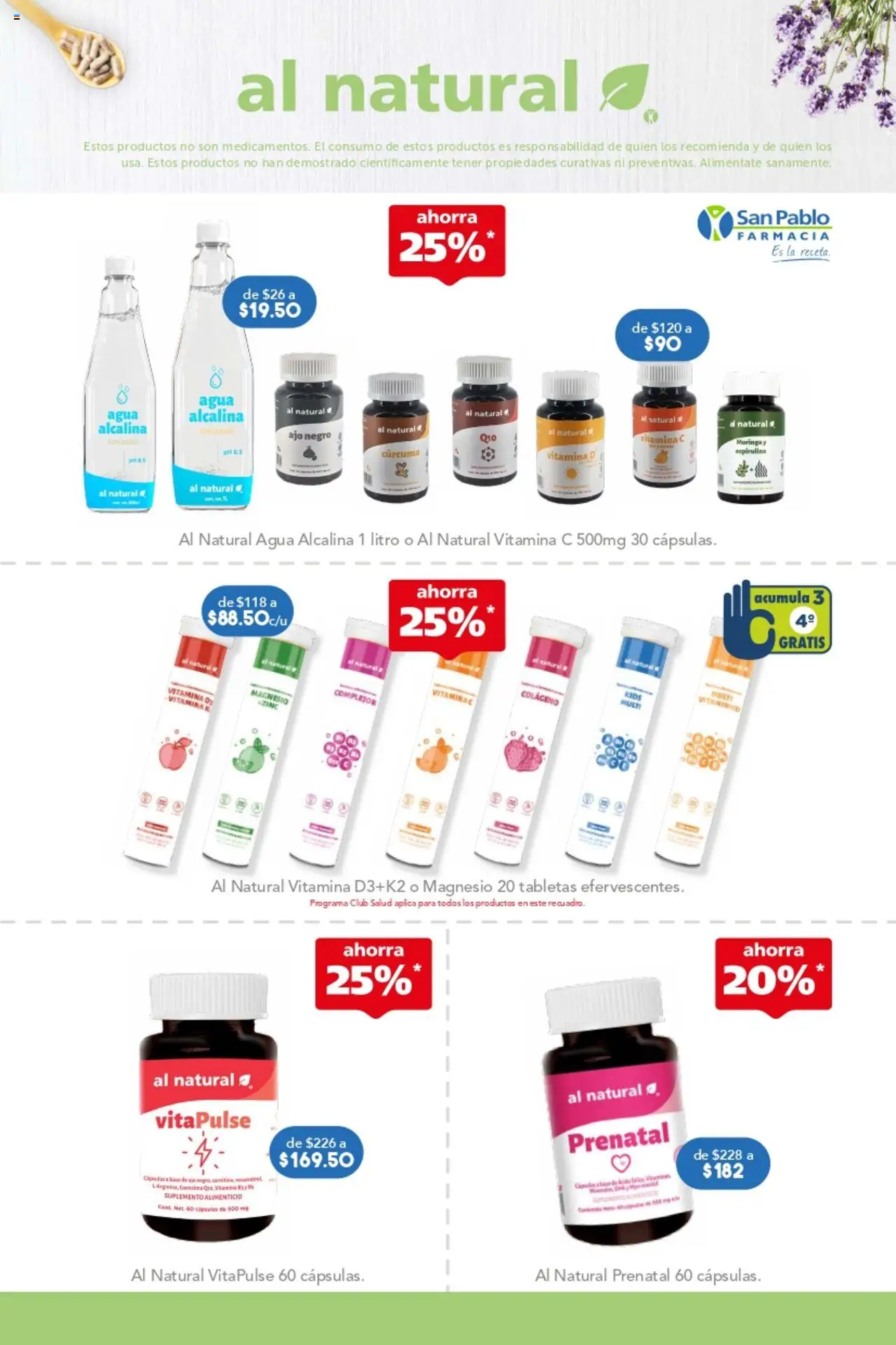 Nuevas ofertas de Farmacia San Pablo válidas en toda la República Mexicana desde el 05.10.2025. ¡Encuentra las mejores ofertas en Farmacia San Pablo - Catálogo! | Página: 7 | Productos: Ajo, Agua, Cúrcuma