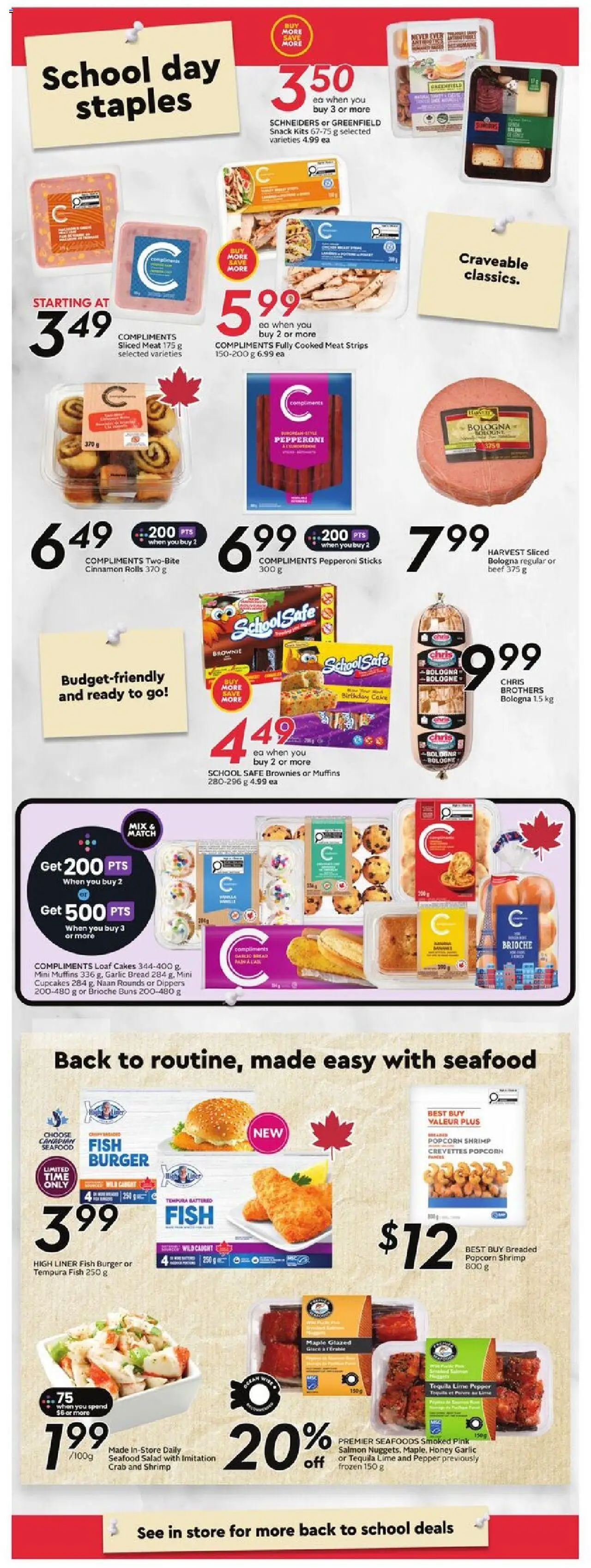 Safeway flyer valid from 04.09.2025 | Page: 8 | Products: Fish, Beef, Salad, Bread