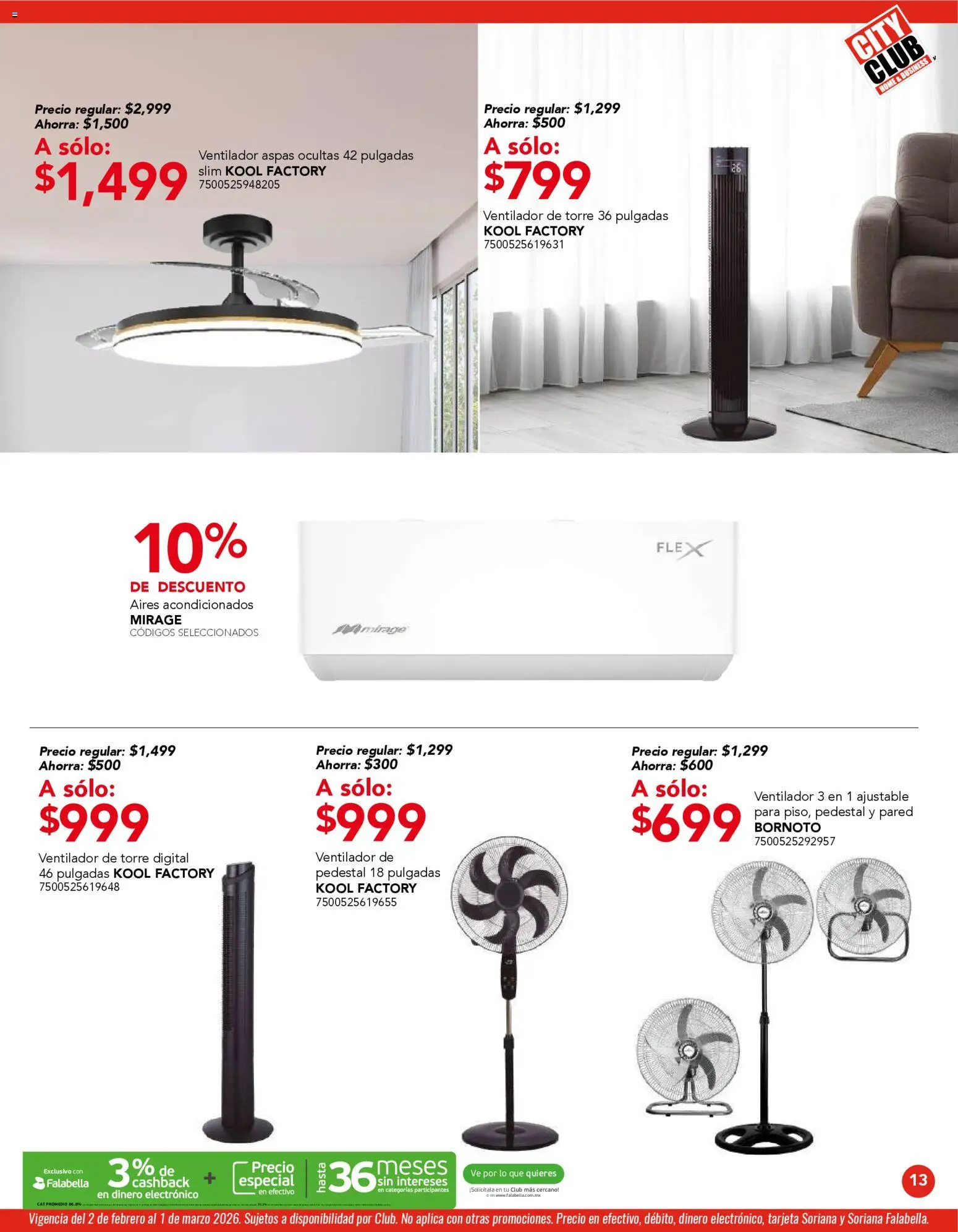 Nuevas ofertas de City Club válidas en toda la República Mexicana desde el 02.02.2026. ¡Encuentra las mejores ofertas en City Club catálogo! | Página: 13 | Productos: Ventilador