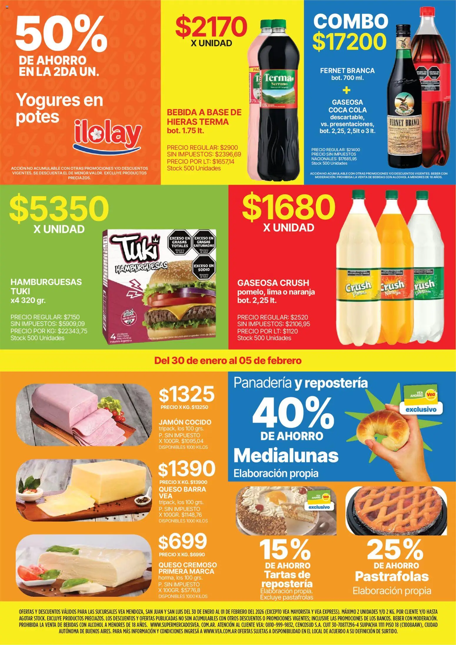 Vea - Ofertas fin de semana | Cuyo │ válido desde el 30.01.2026 | Página: 2 | Productos: Panadería, Jamón cocido, Gaseosa, Jamón