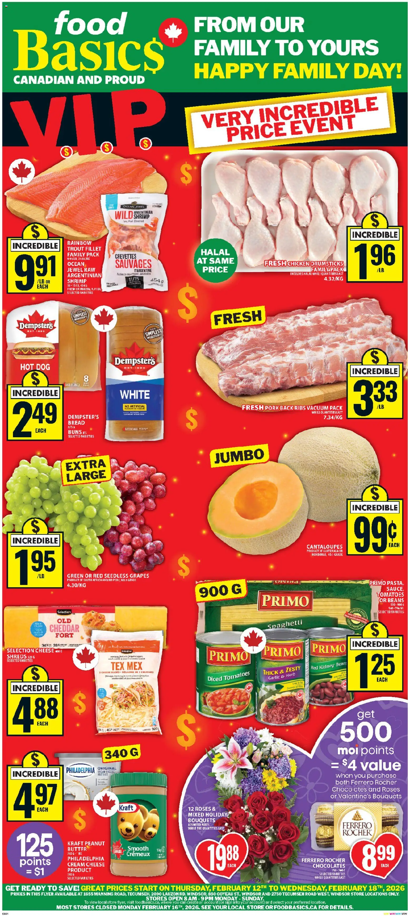 Food Basics flyer valid from 12.02.2026 | Page: 1 | Products: Cream, Bread, Chicken, Tomatoes