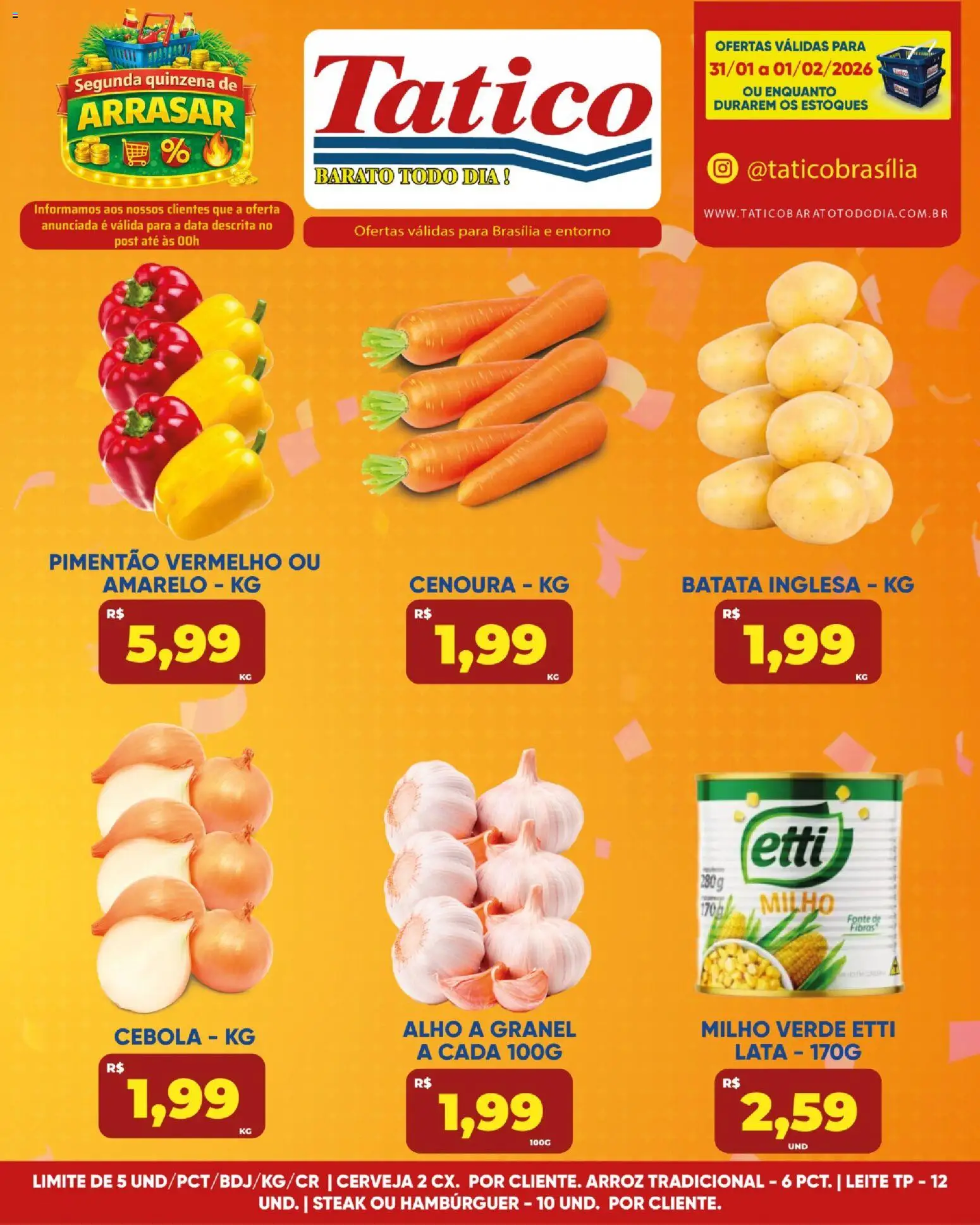 Tatico Folheto - válido de 31.01.2026 | Página: 10 | Produtos: Cebola, Pimentão, Leite, Cerveja