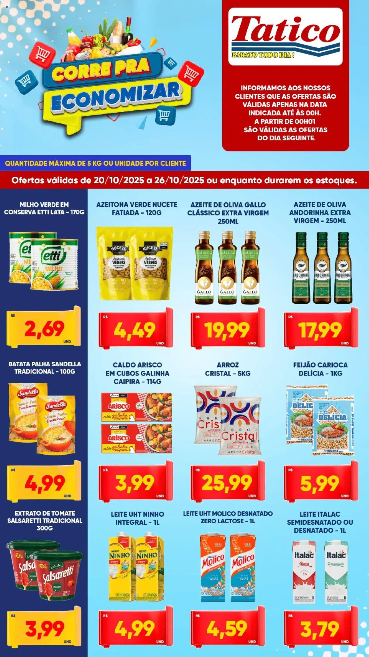 Tatico Folheto - válido de 20.10.2025 | Página: 3 | Produtos: Milho verde, Leite, Batata, Azeite