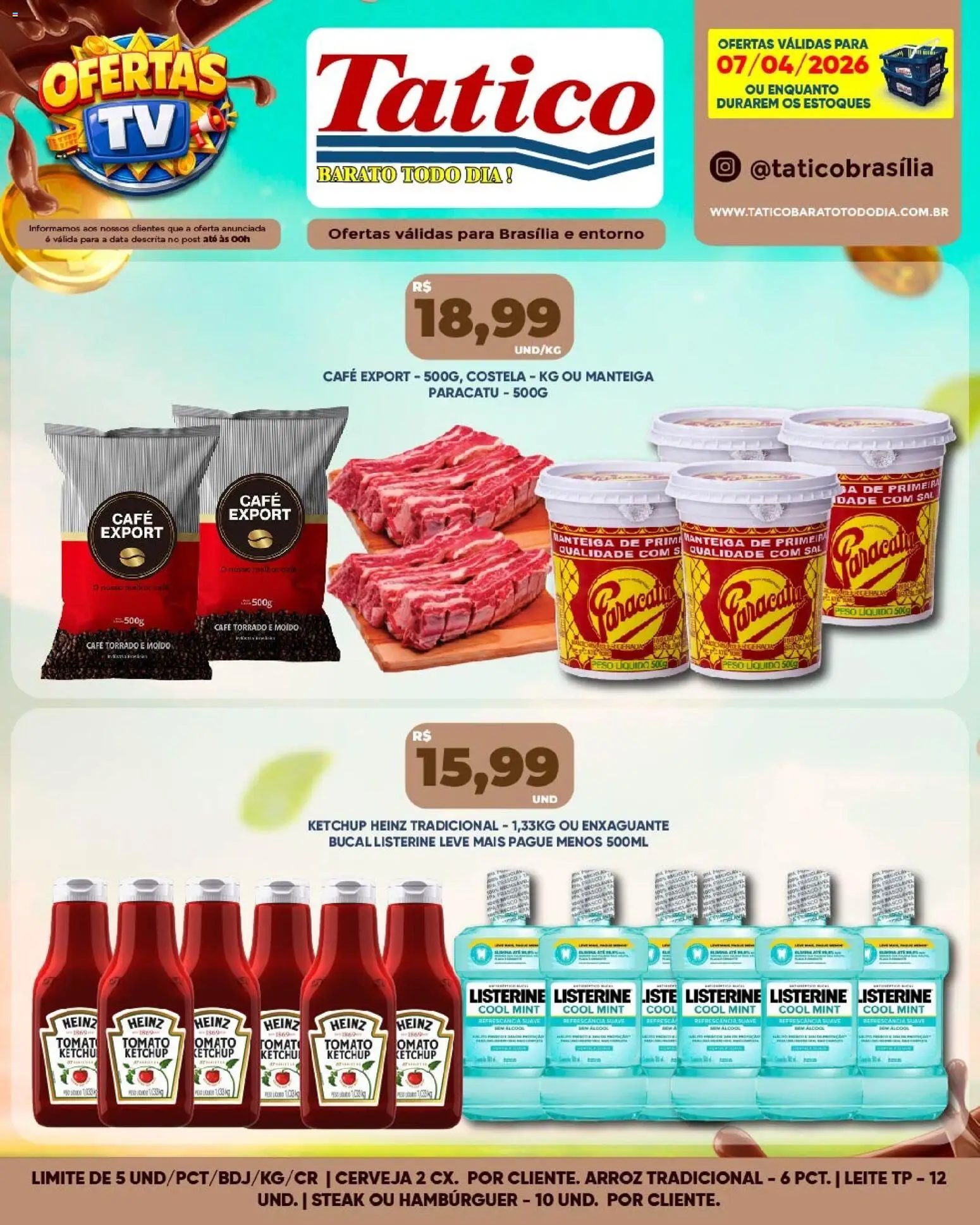 Tatico Folheto - válido de 07.04.2026 | Página: 12 | Produtos: Enxaguante bucal, Manteiga, Arroz, Hambúrguer