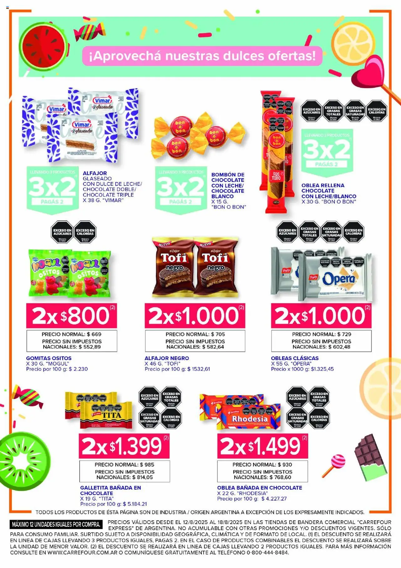 Carrefour ofertas Express │ válido desde el 12.08.2025 | Página: 2 | Productos: Teléfono, Gomitas, Chocolate, Alfajor
