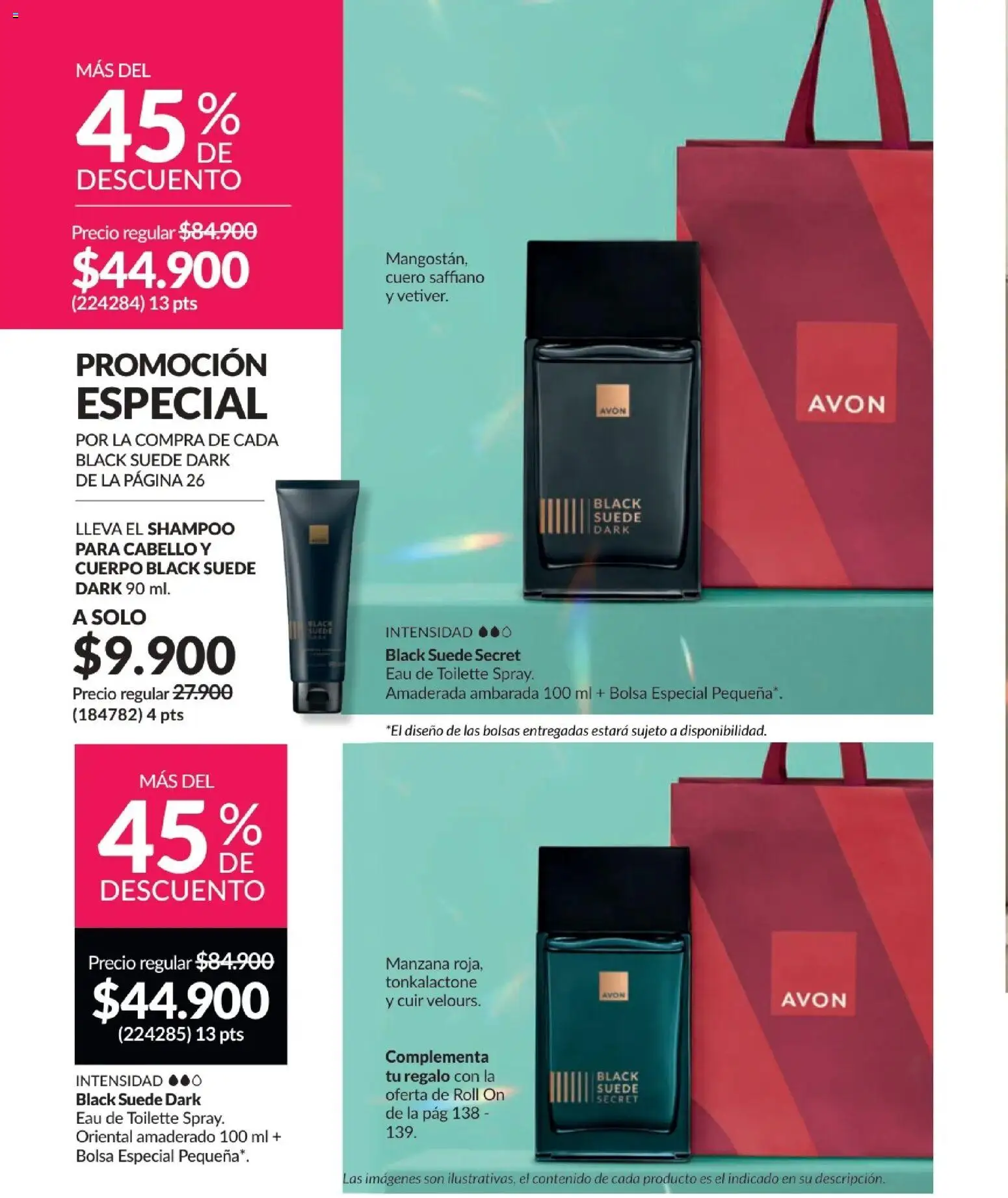 Avon revista - valida desde el 01.12.2025 | Página: 26 | Productos: Bolsa, Shampoo, Manzana, Eau de toilette
