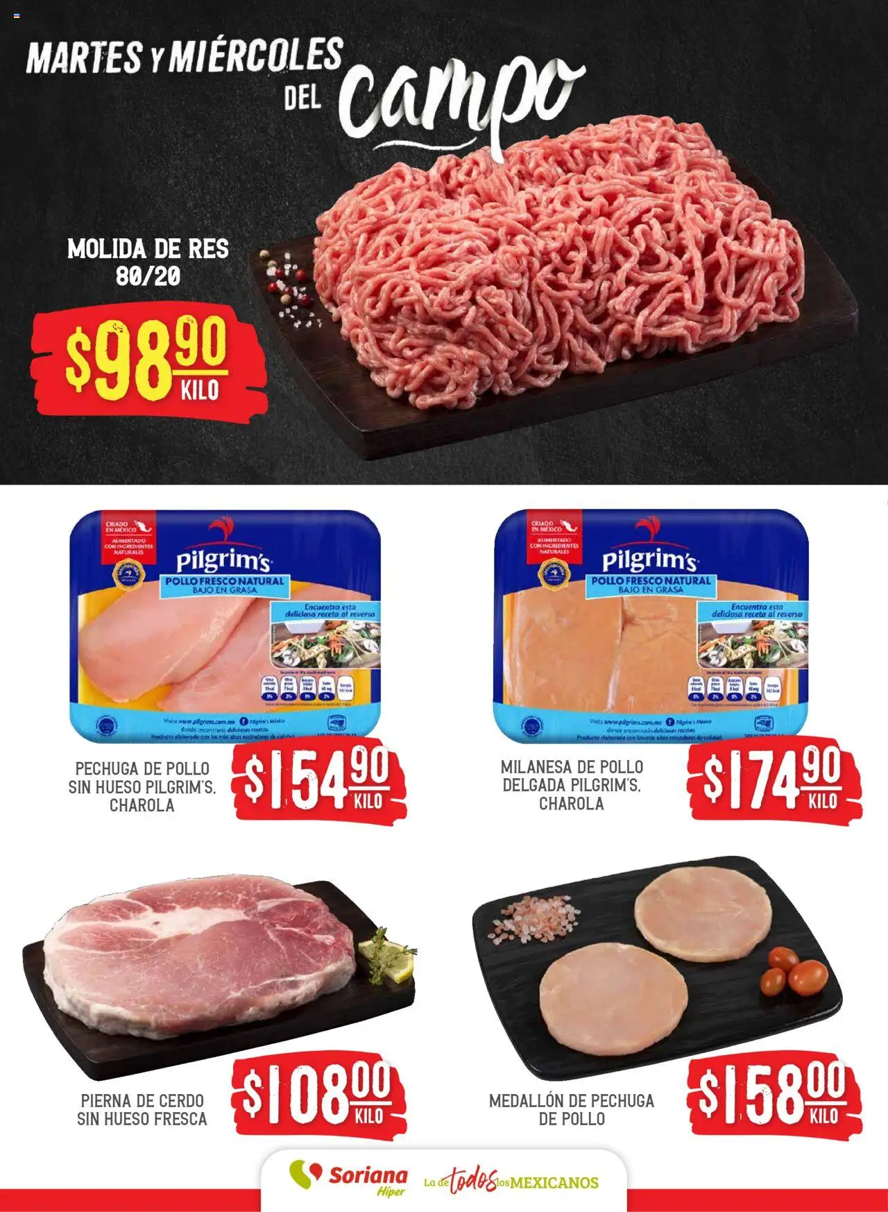 Nuevas ofertas de Soriana válidas en toda la República Mexicana desde el 05.08.2025. ¡Encuentra las mejores ofertas en Soriana folleto! | Página: 4 | Productos: Pollo, Milanesa, Cerdo, Res